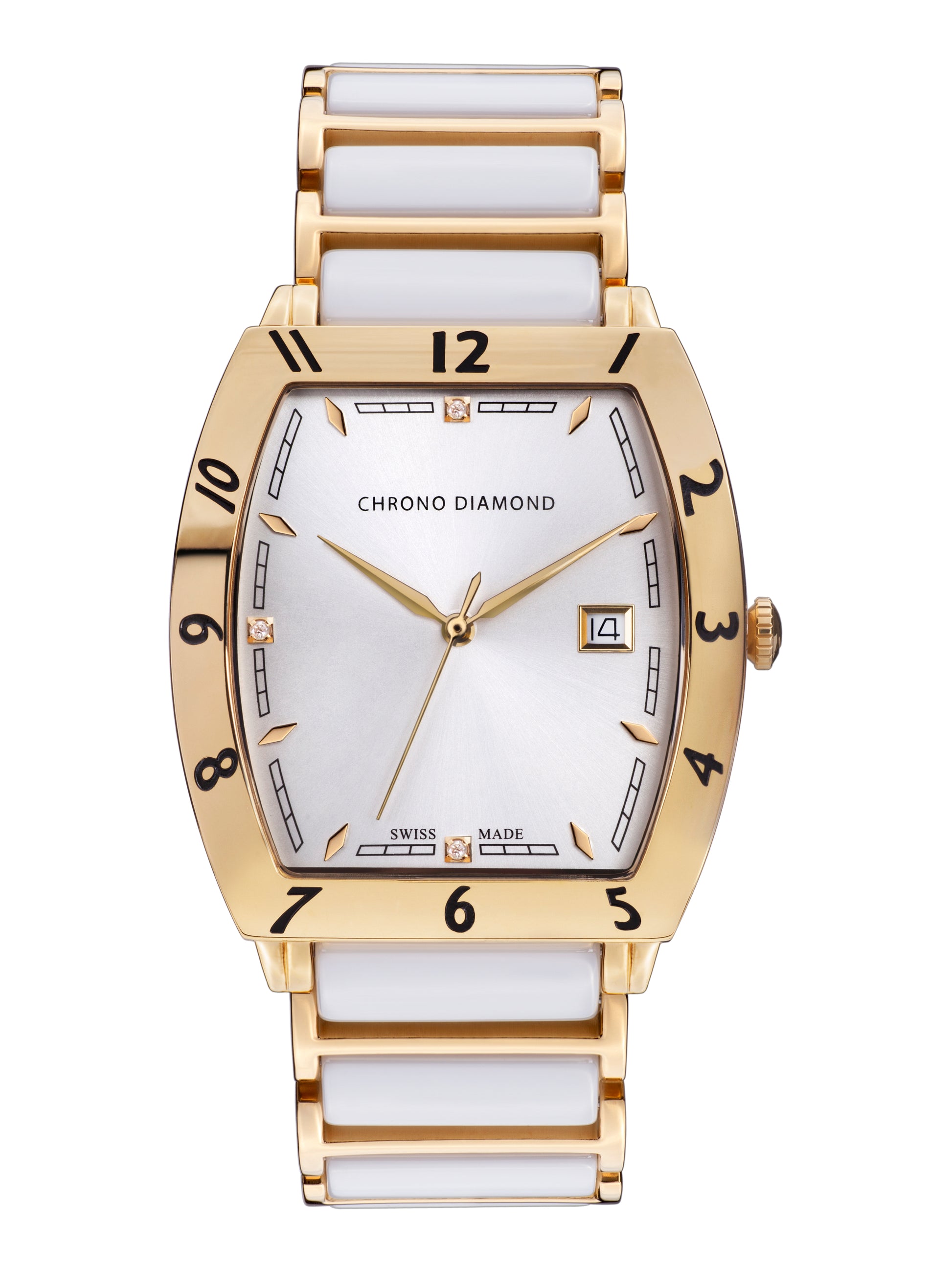Automatic watches — Leandro — Chrono Diamond — gold IP ceramic white