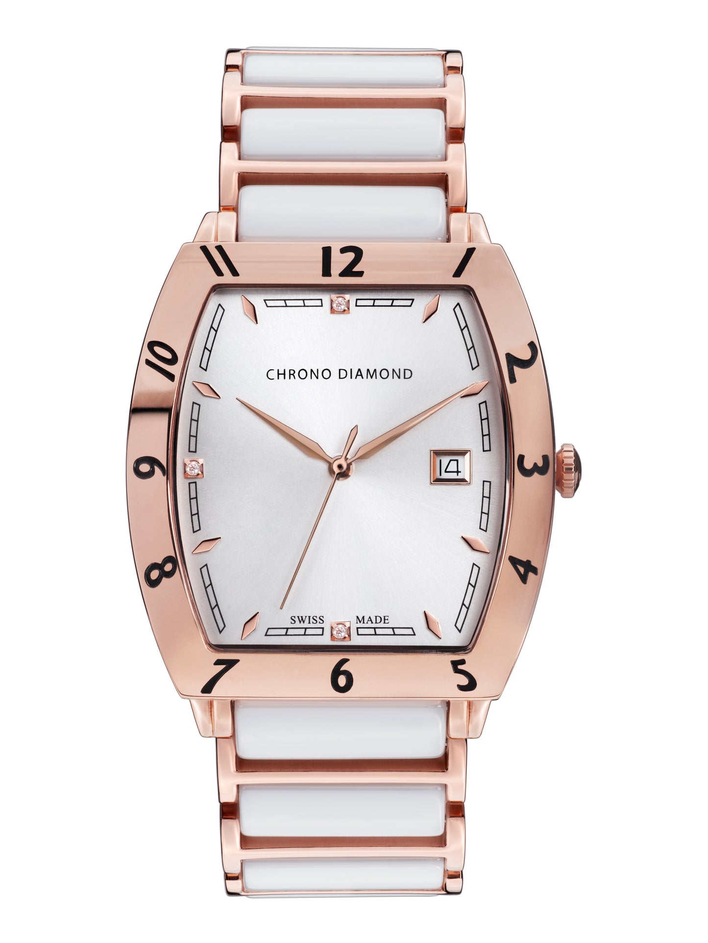 Automatic watches — Leandro — Chrono Diamond — rosegold IP ceramic white