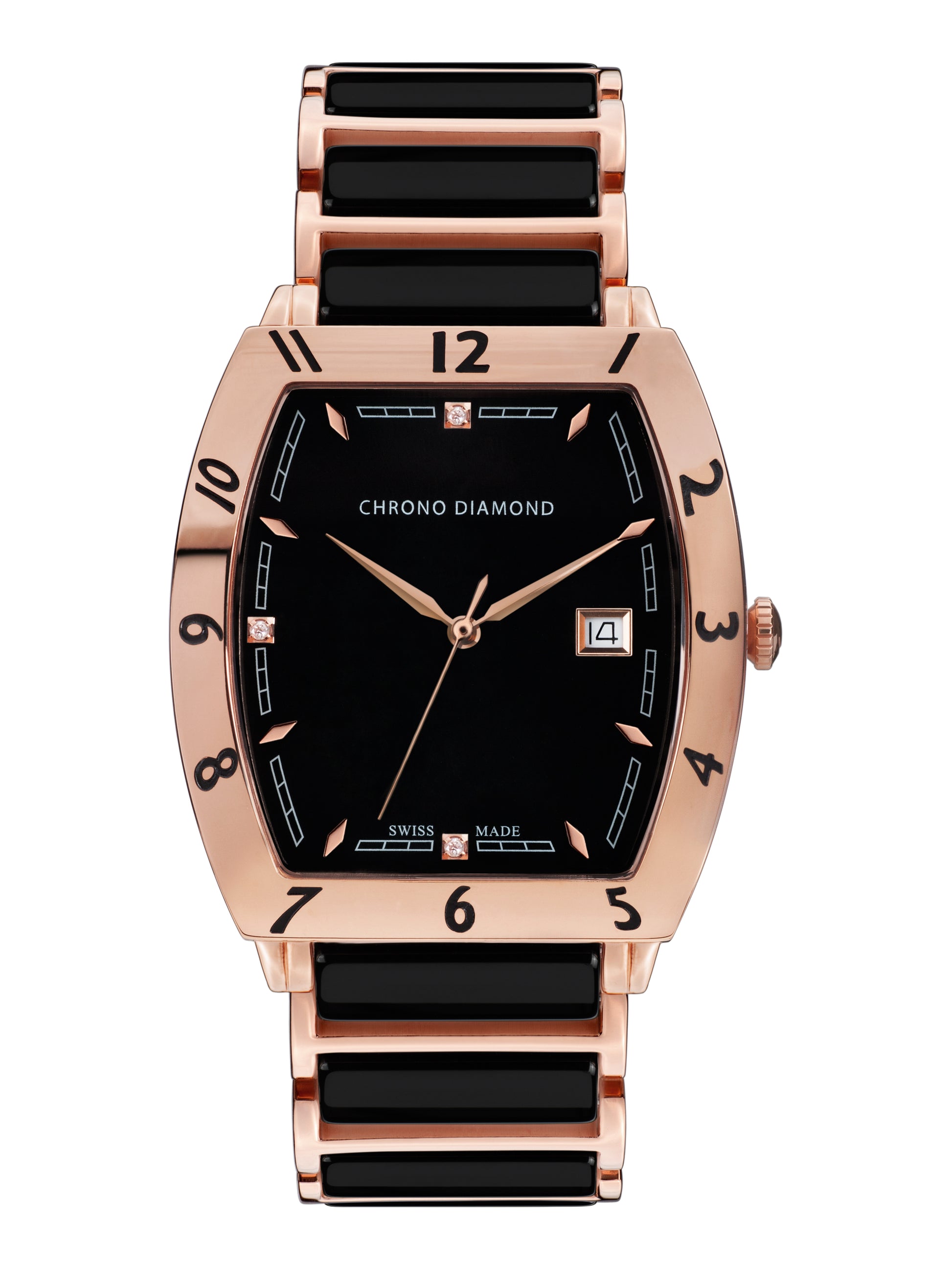 Automatic watches — Leandro — Chrono Diamond — rosegold IP ceramic black