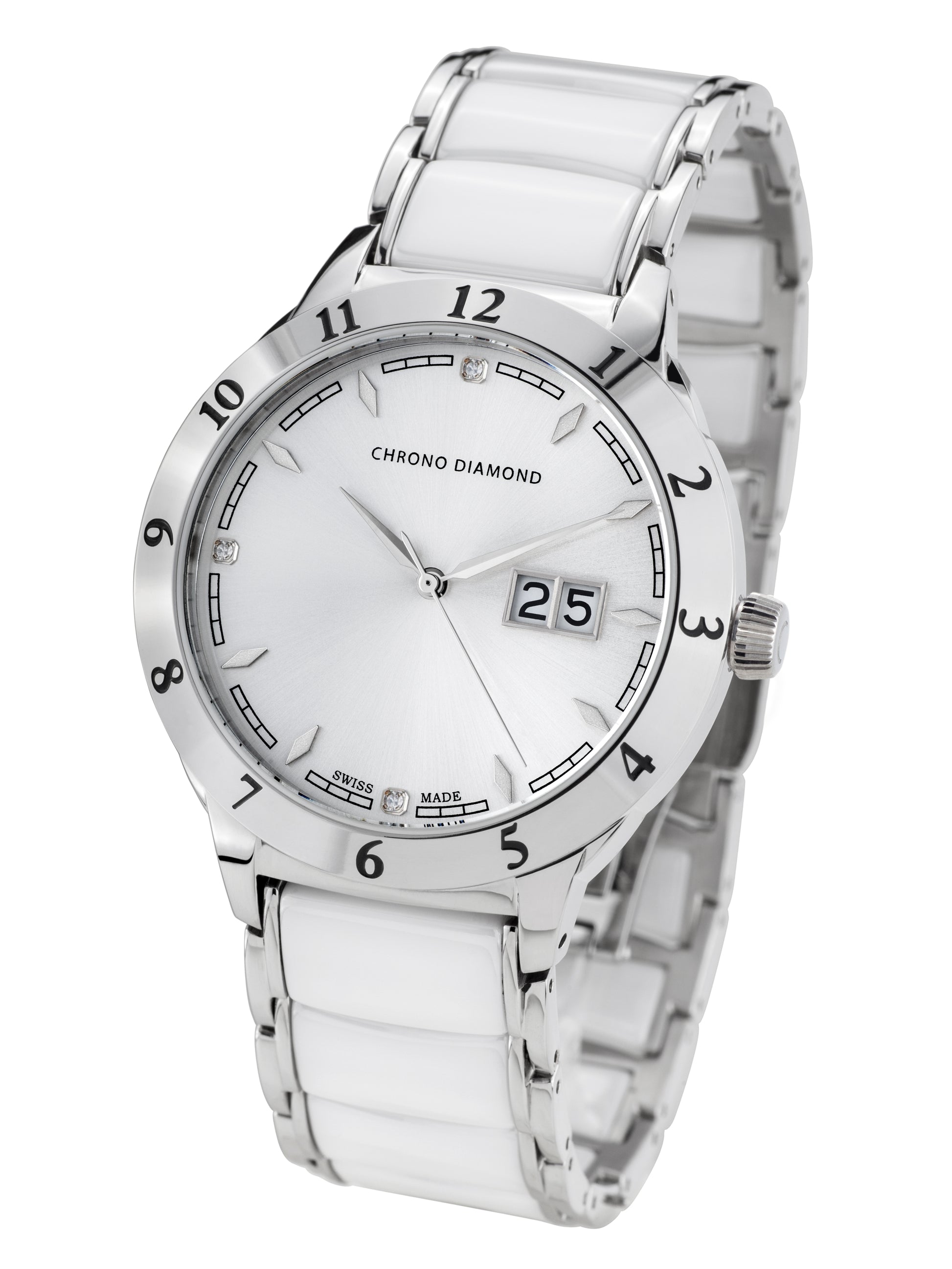 Automatic watches — Thyrso — Chrono Diamond — steel ceramic white