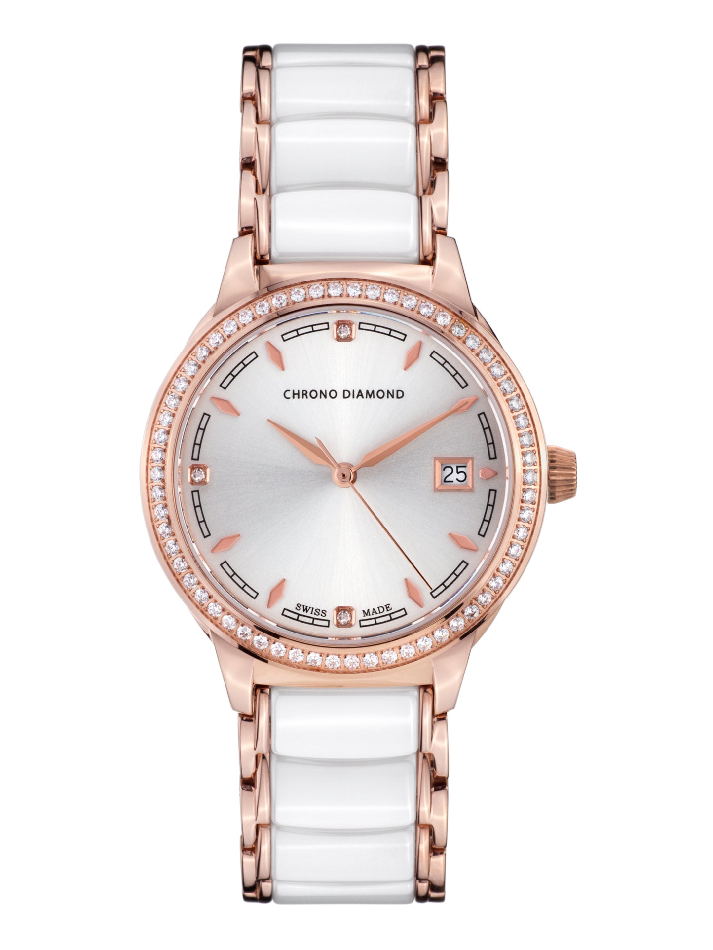 Automatic watches — Thyrsa — Chrono Diamond — rosegold IP ceramic white