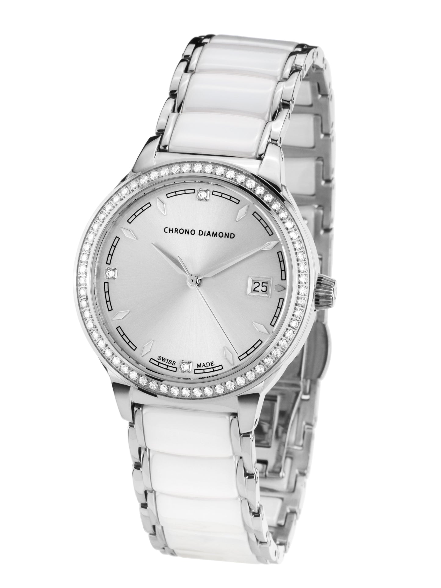 Automatic watches — Thyrsa — Chrono Diamond — steel ceramic white