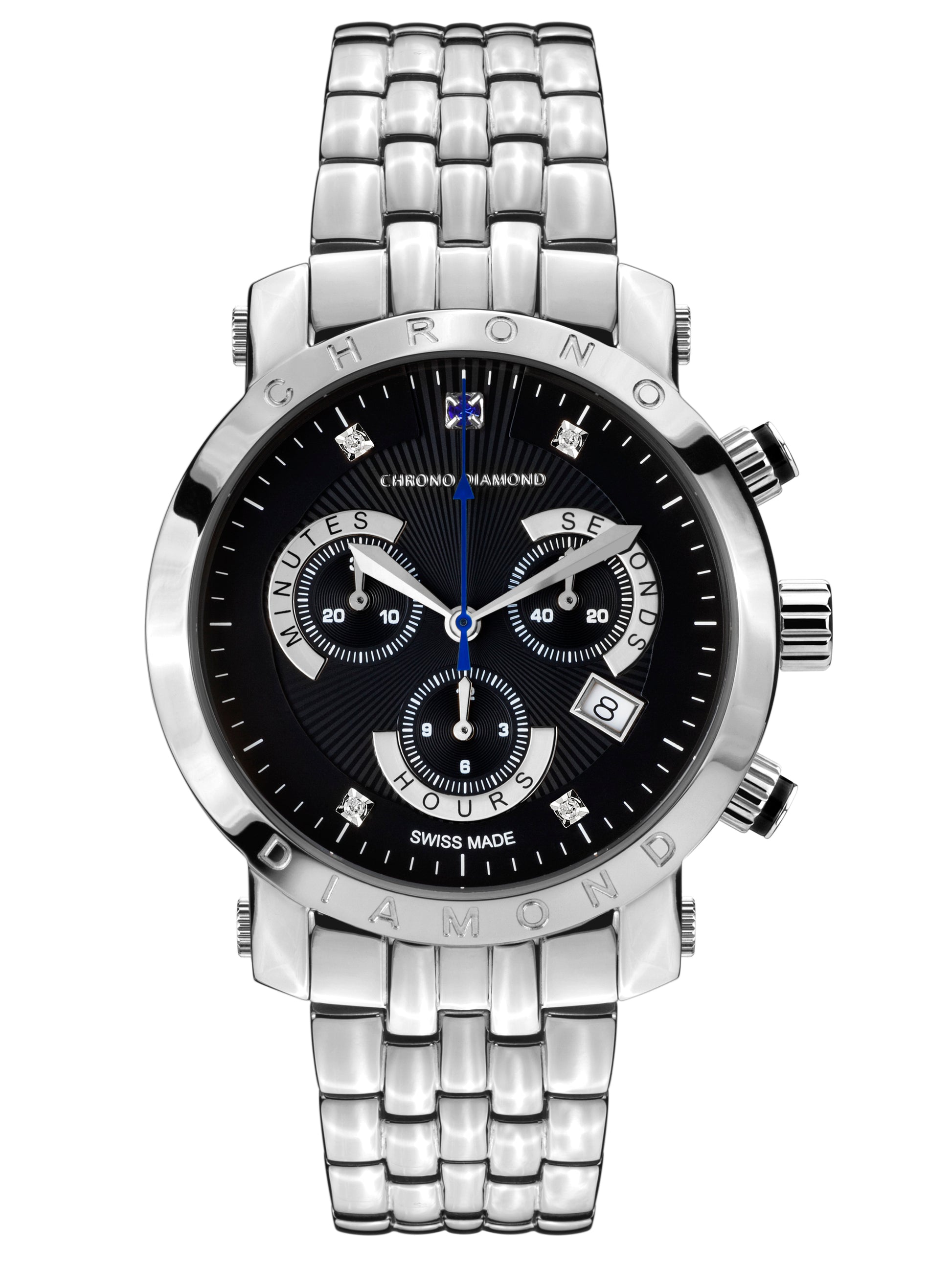Automatic watches — Nestor — Chrono Diamond — steel black