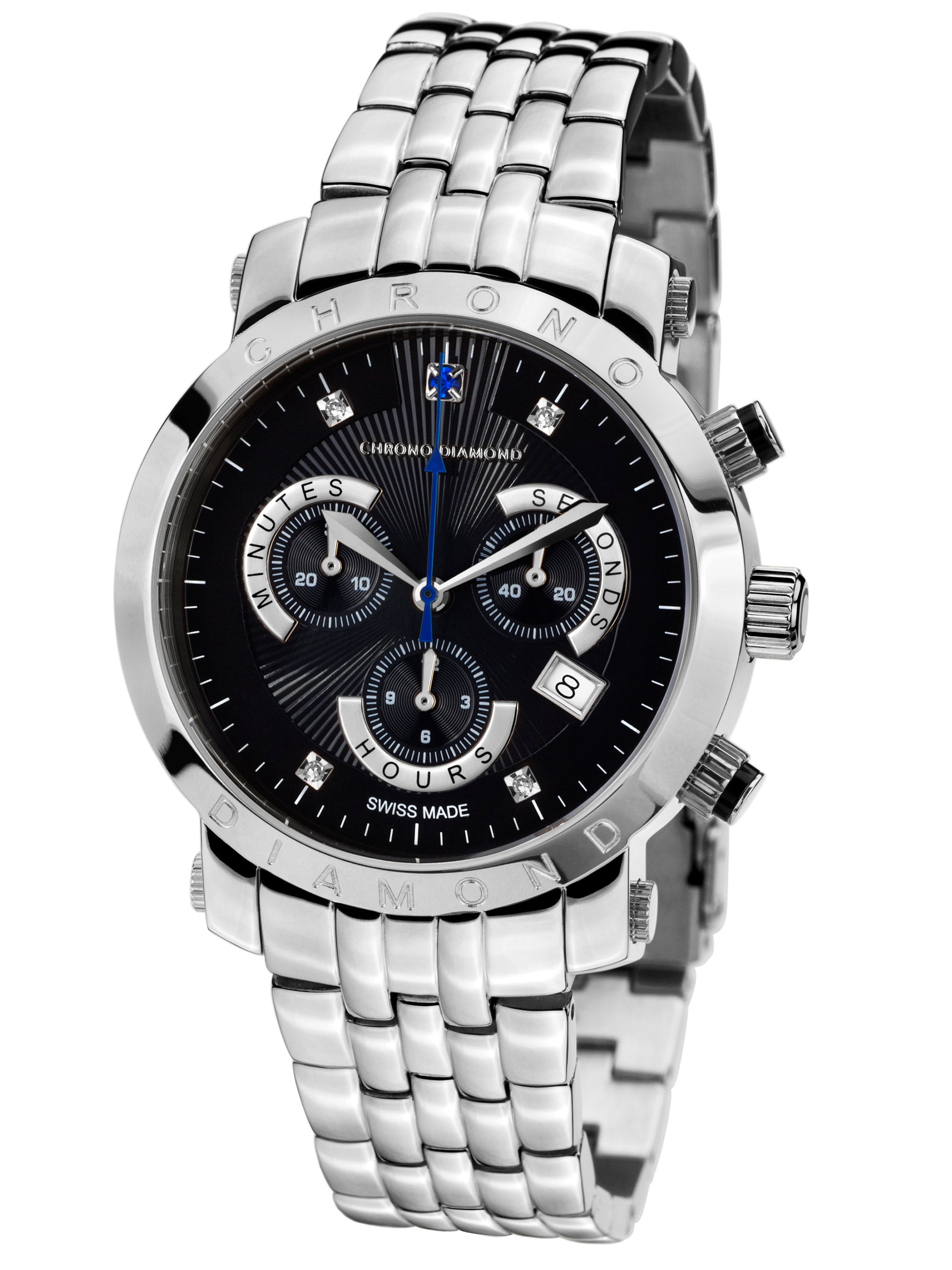 Automatic watches — Nestor — Chrono Diamond — steel black