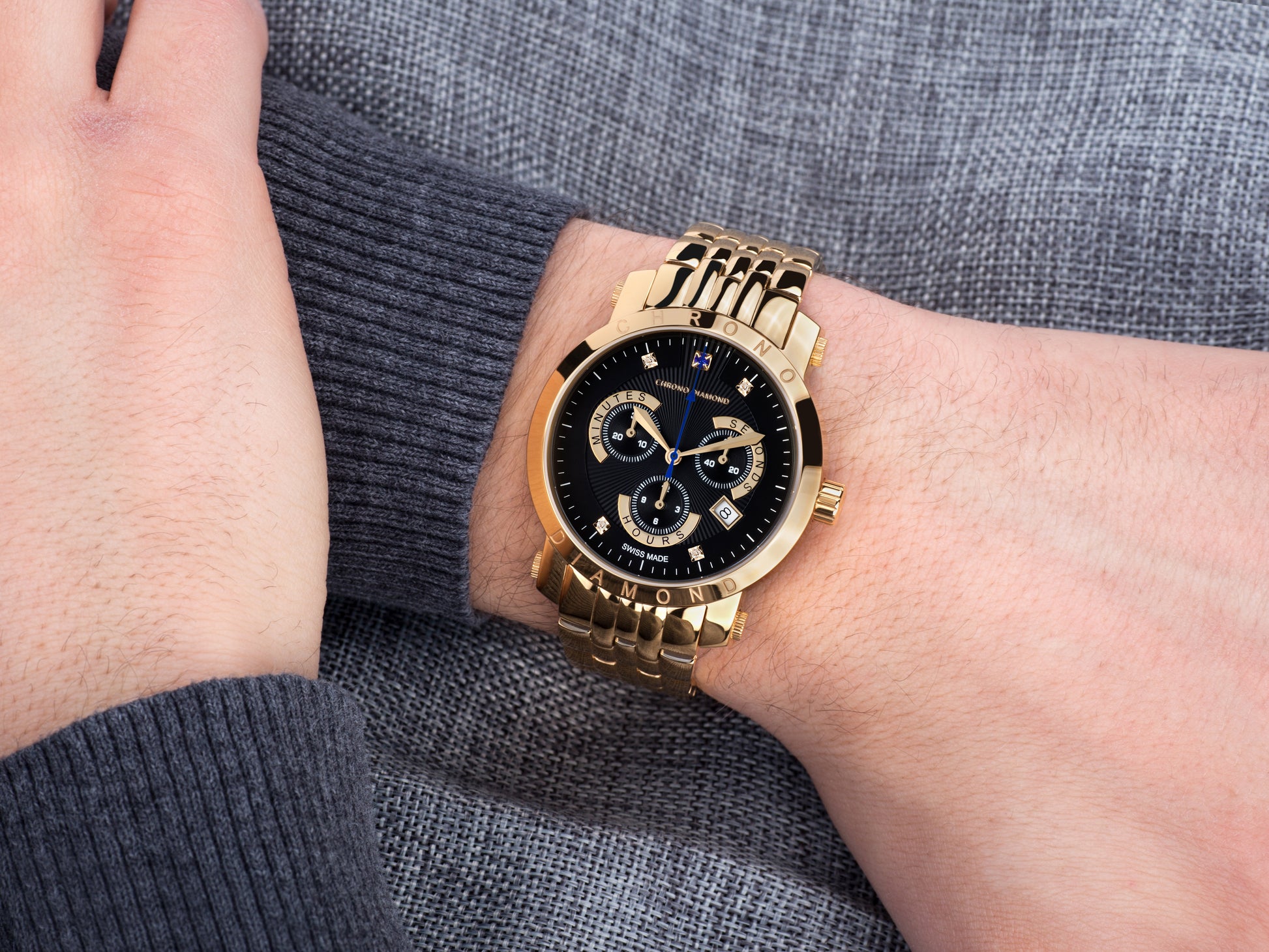 Automatic watches — Nestor — Chrono Diamond — gold IP black
