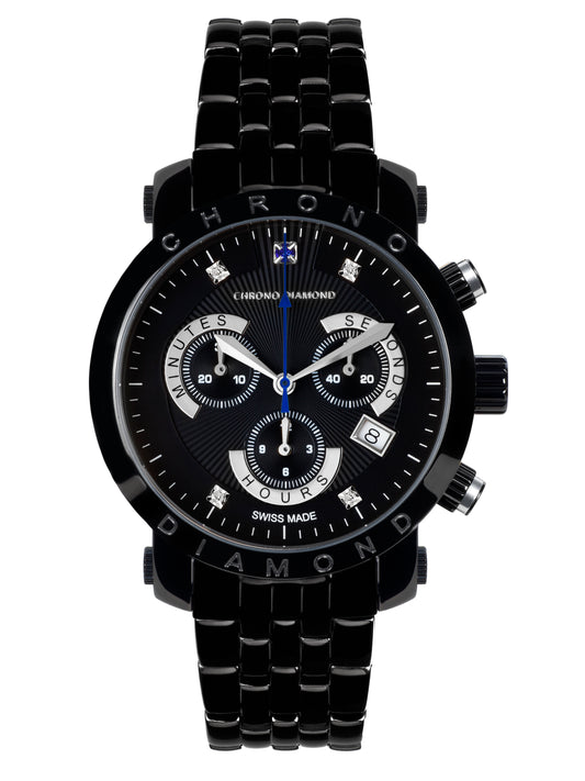 Automatic watches — Nestor — Chrono Diamond — black IP