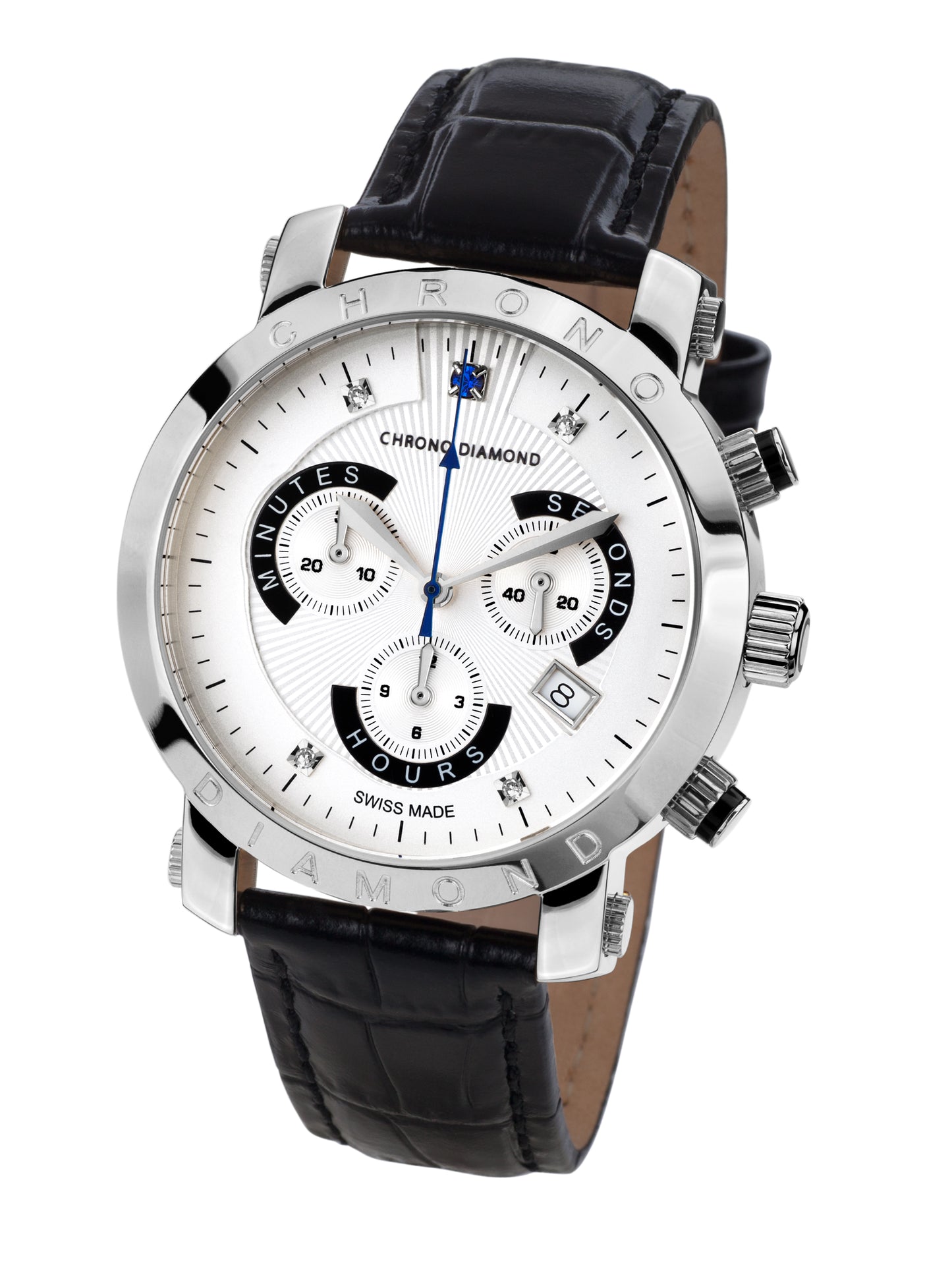 Automatic watches — Nestor — Chrono Diamond — steel silver leather