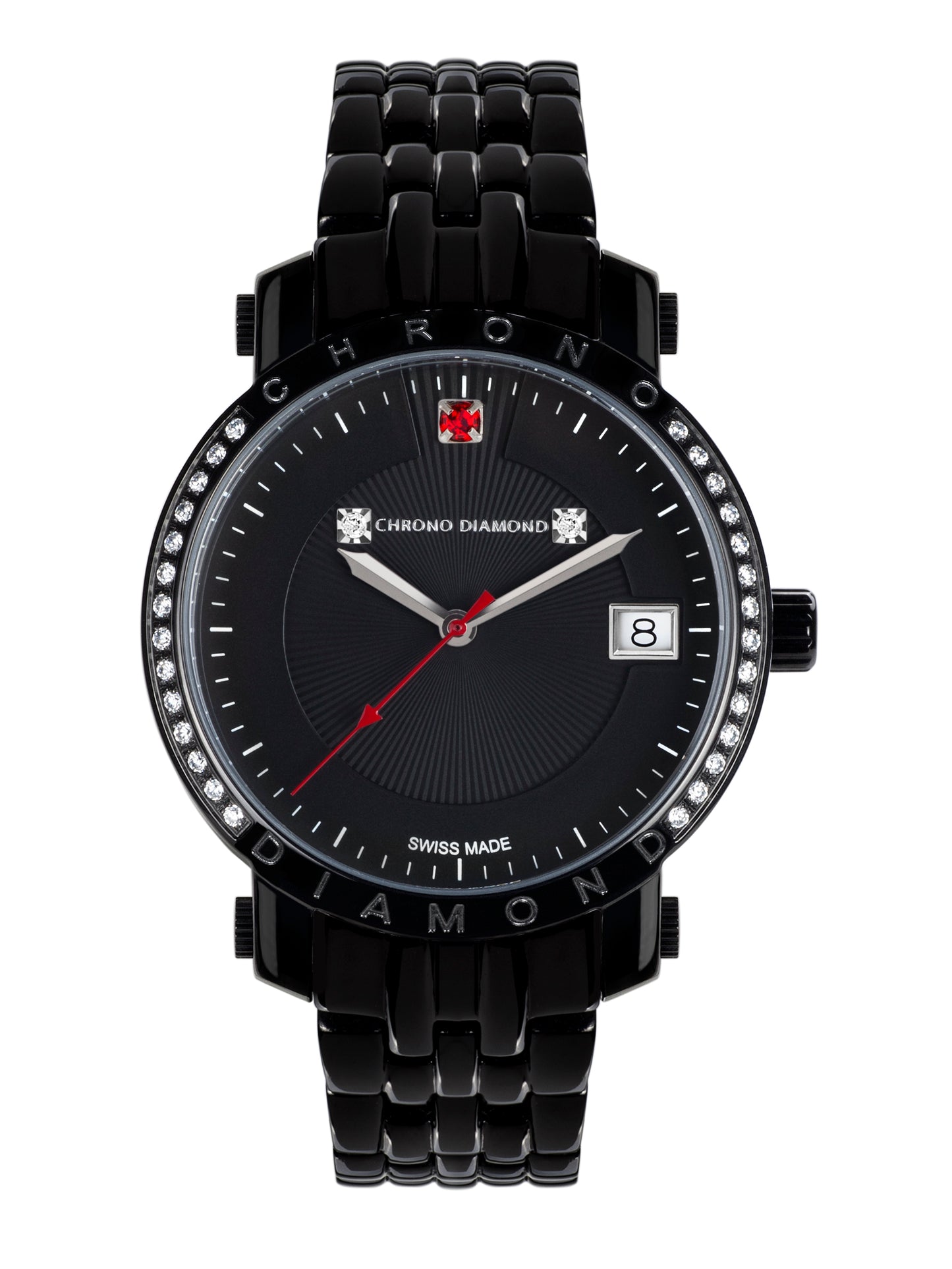 Automatic watches — Nesta — Chrono Diamond — black IP red stone
