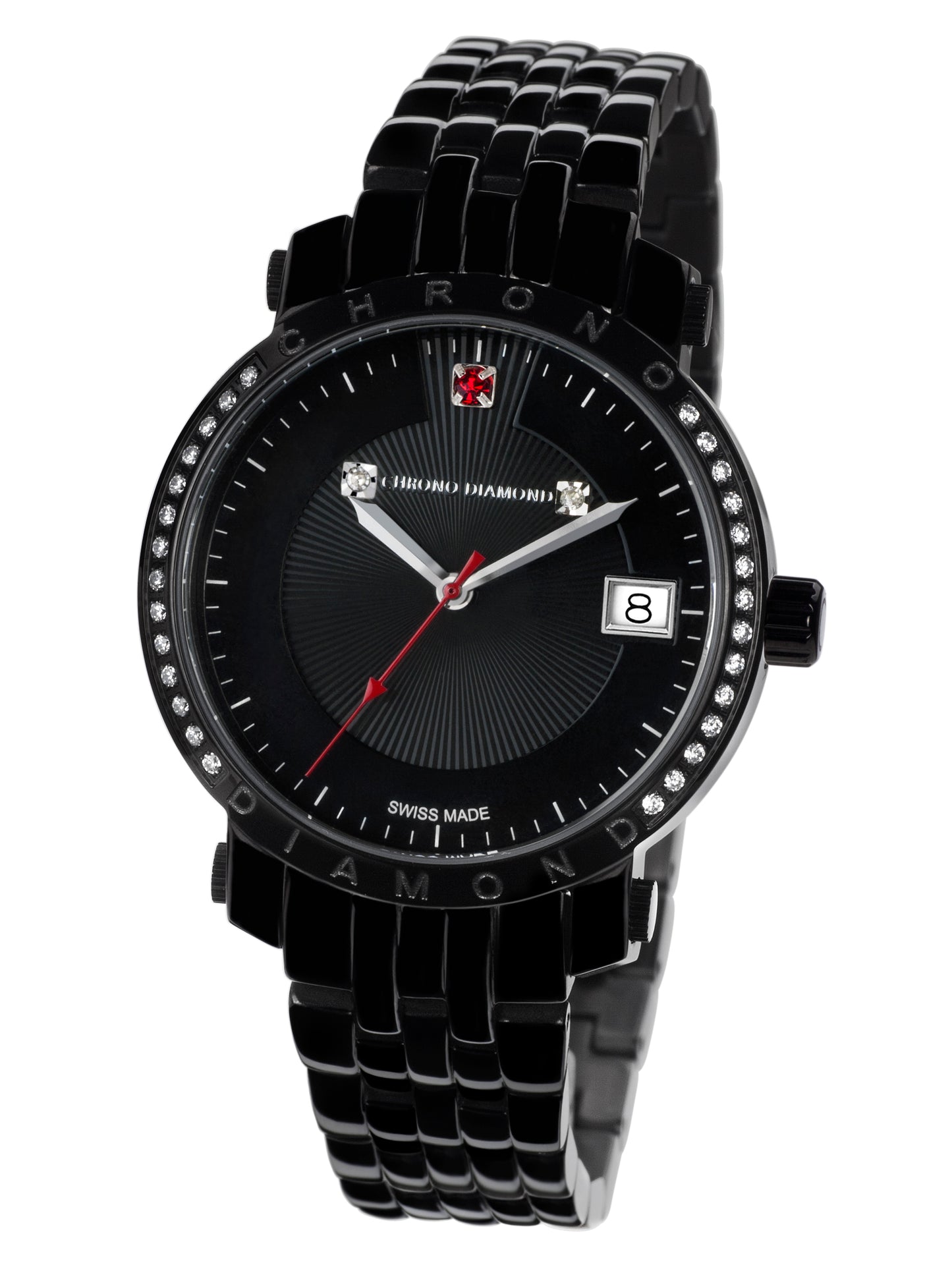 Automatic watches — Nesta — Chrono Diamond — black IP red stone