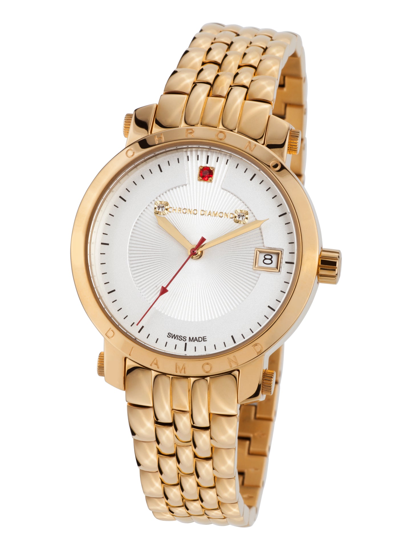 Automatic watches — Nesta — Chrono Diamond — gold IP silver red stone
