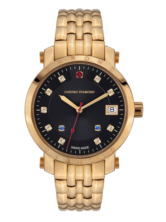 Automatic watches — Nesta — Chrono Diamond — gold IP black