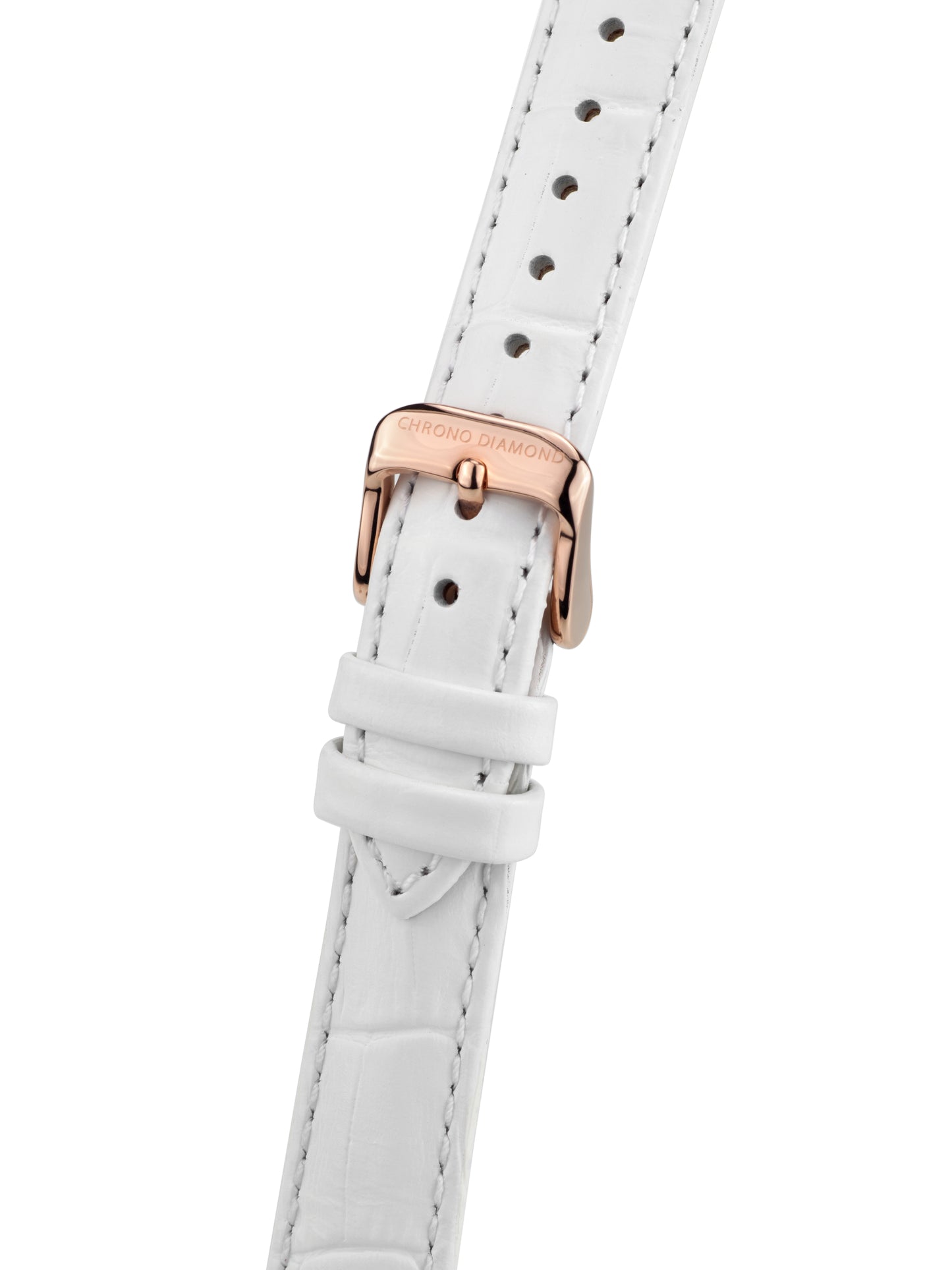Automatic watches — Nesta — Chrono Diamond — rosegold IP silver leather white red stone