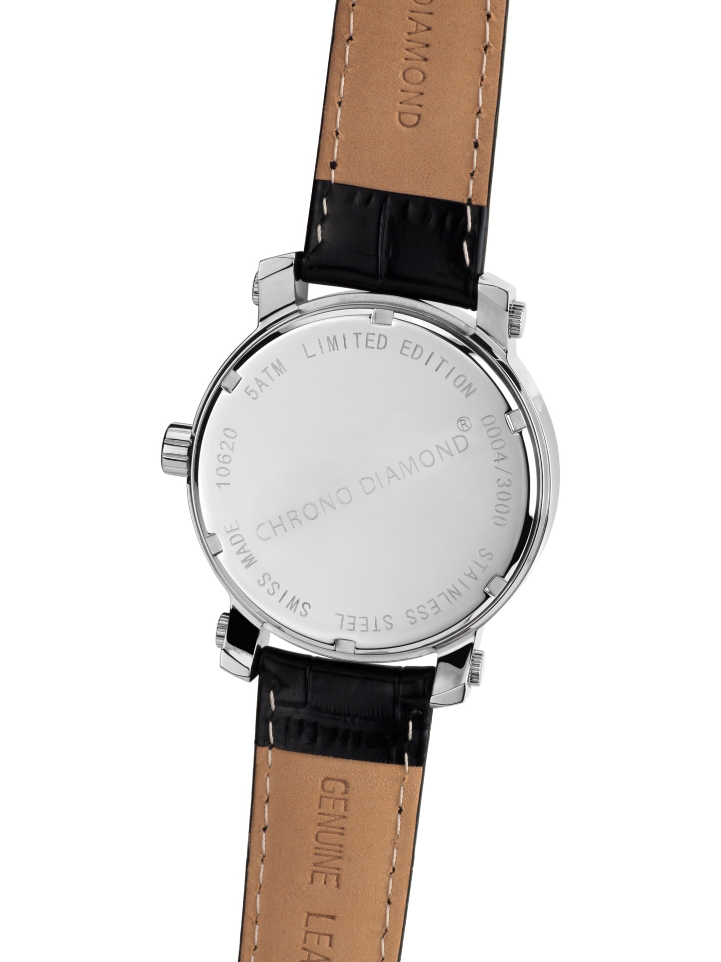 Automatic watches — Nestorius — Chrono Diamond — steel black leather
