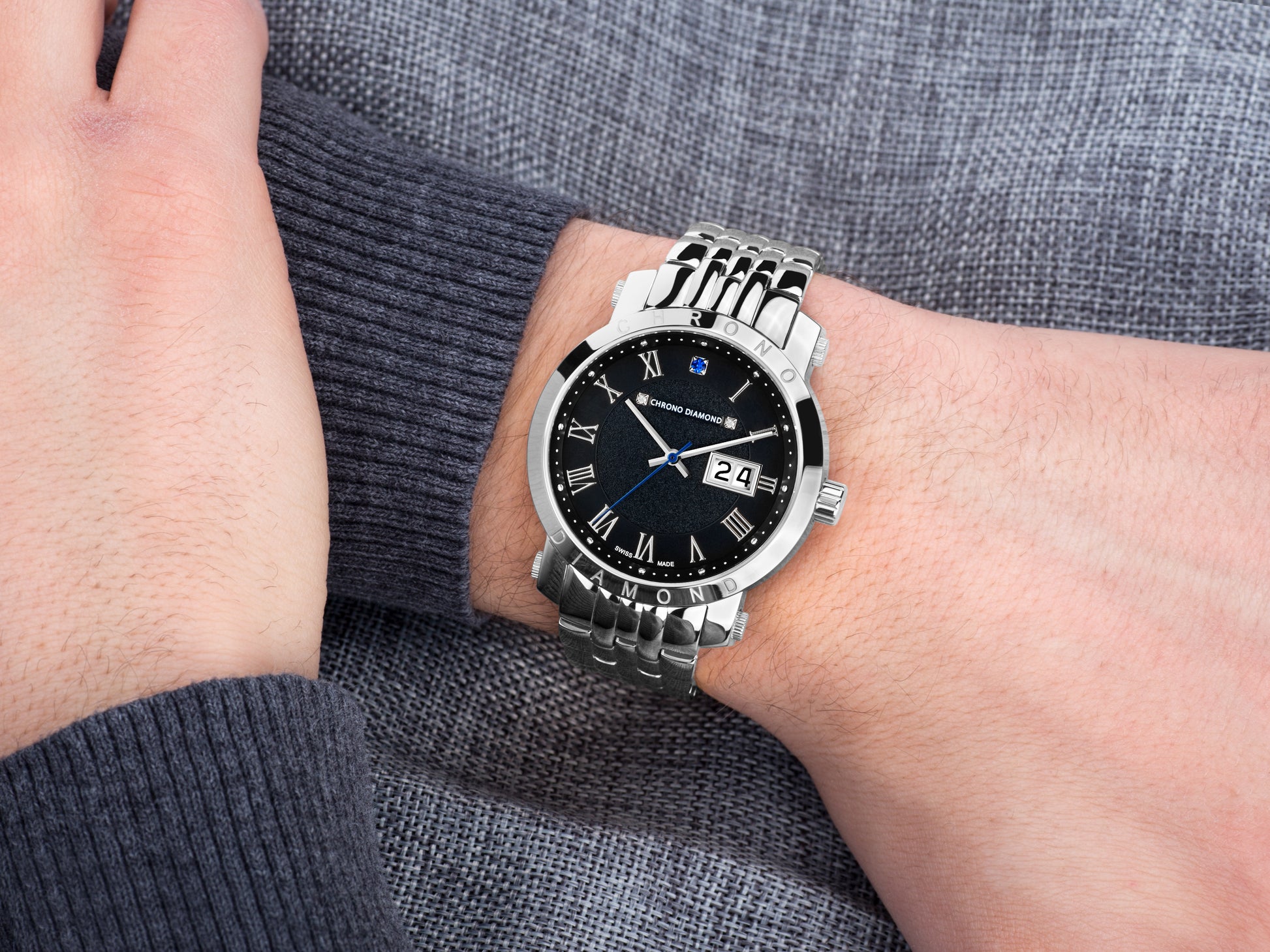 Automatic watches — Nestorius — Chrono Diamond — steel black