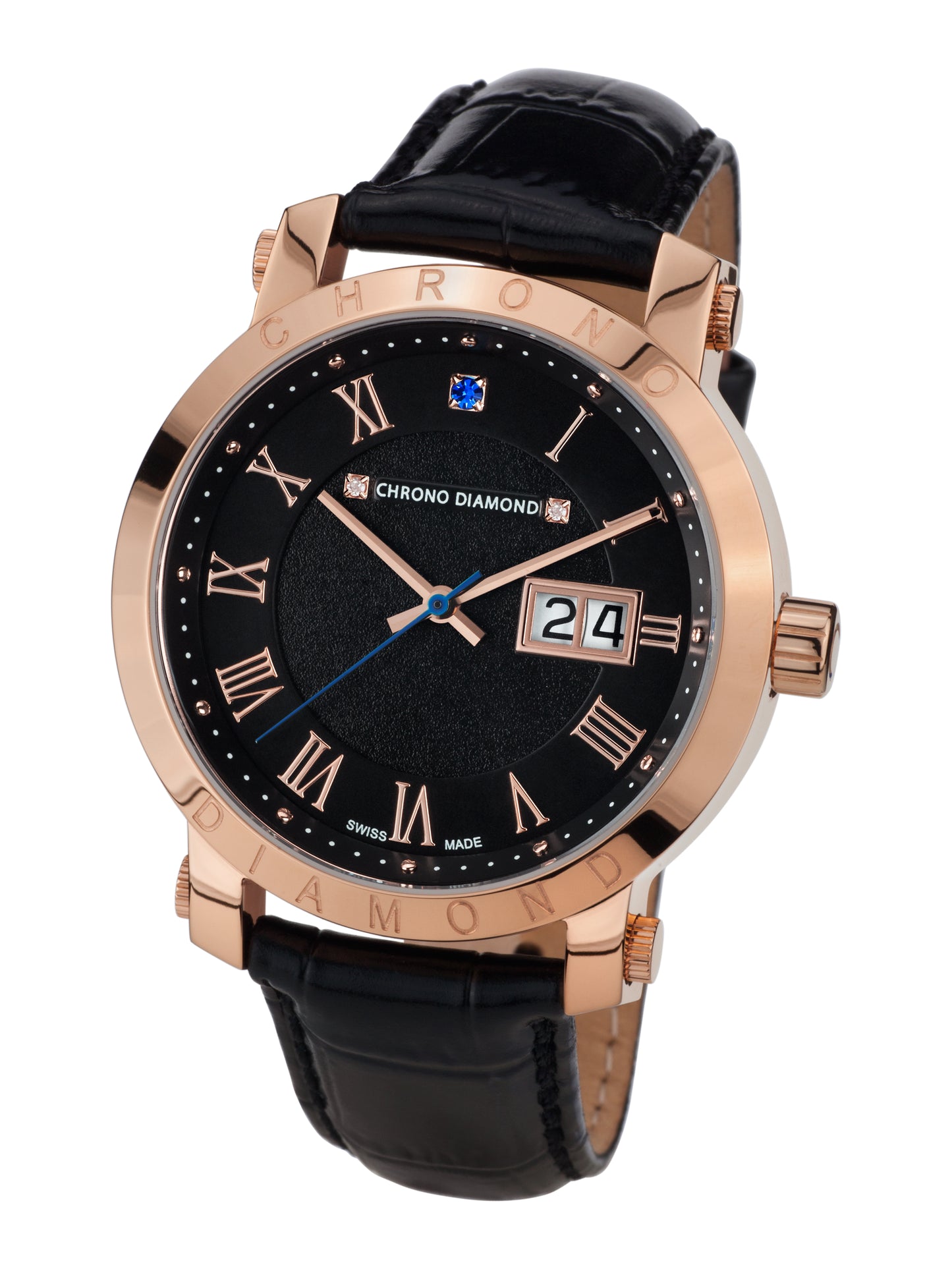 Automatic watches — Nestorius — Chrono Diamond — rosegold IP leather
