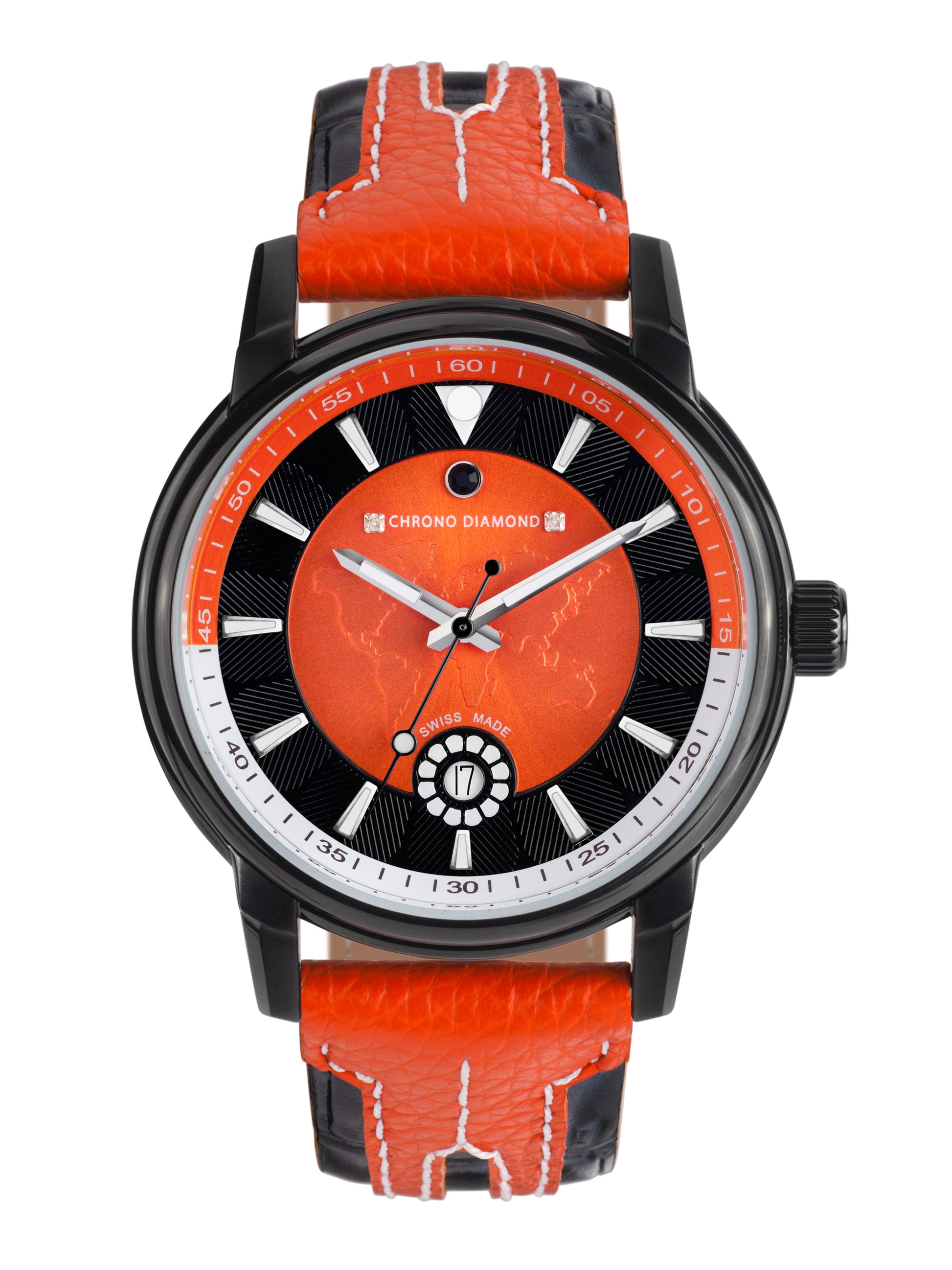 Automatic watches — Nereus — Chrono Diamond — black IP orange