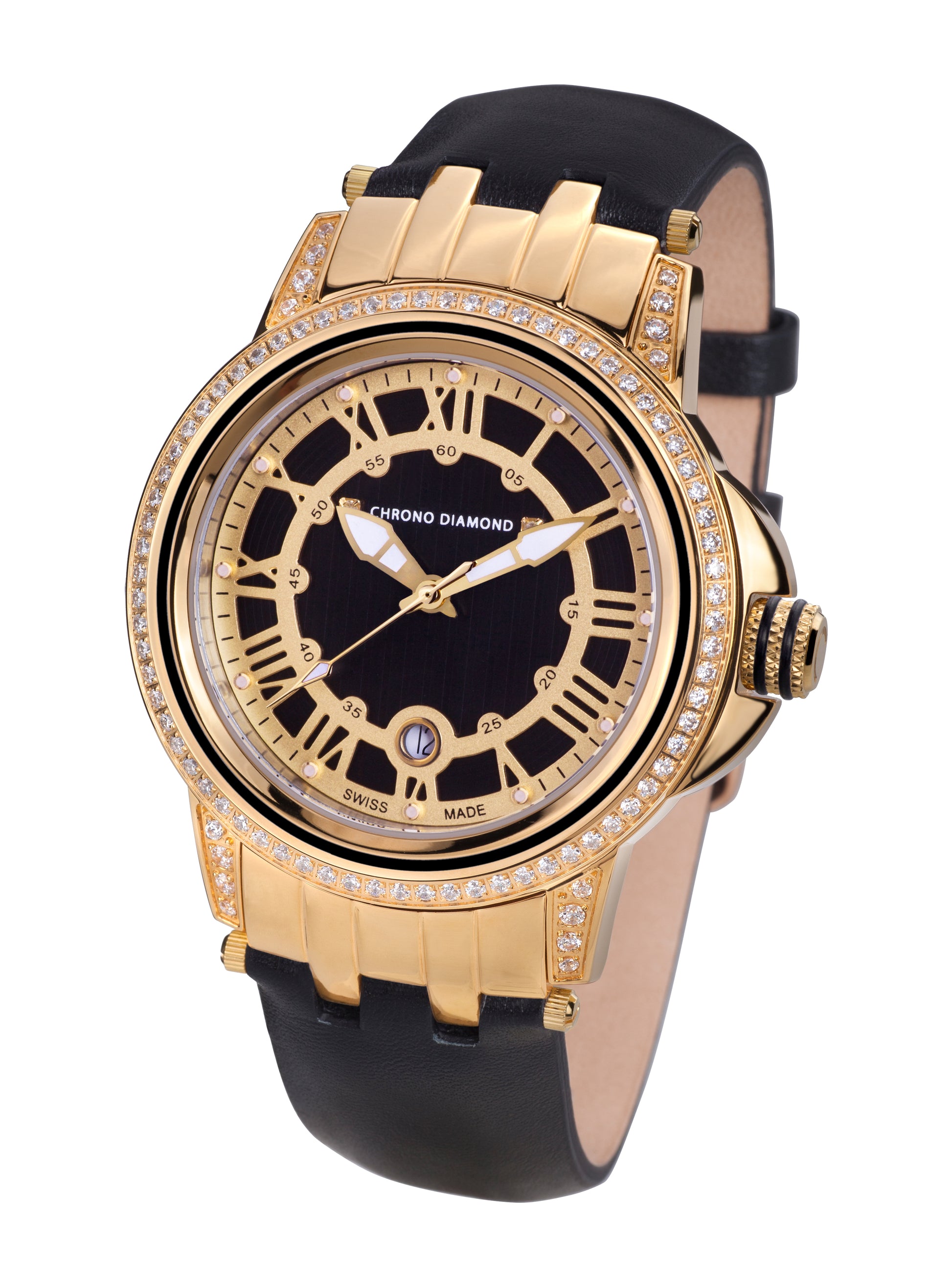 Automatic watches — Dionne — Chrono Diamond — gold IP black