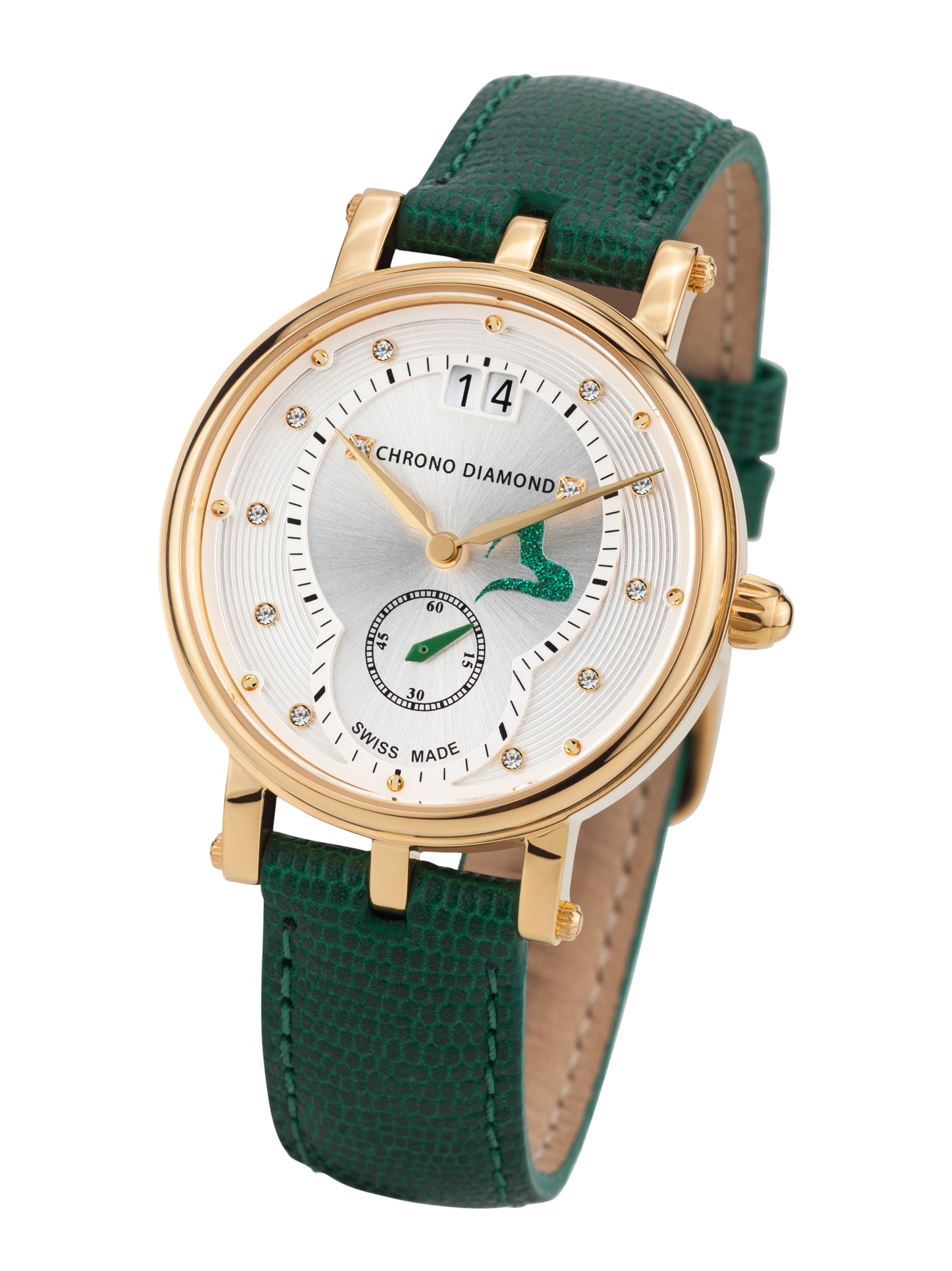 Automatic watches — Ariadne — Chrono Diamond — gold IP silver green