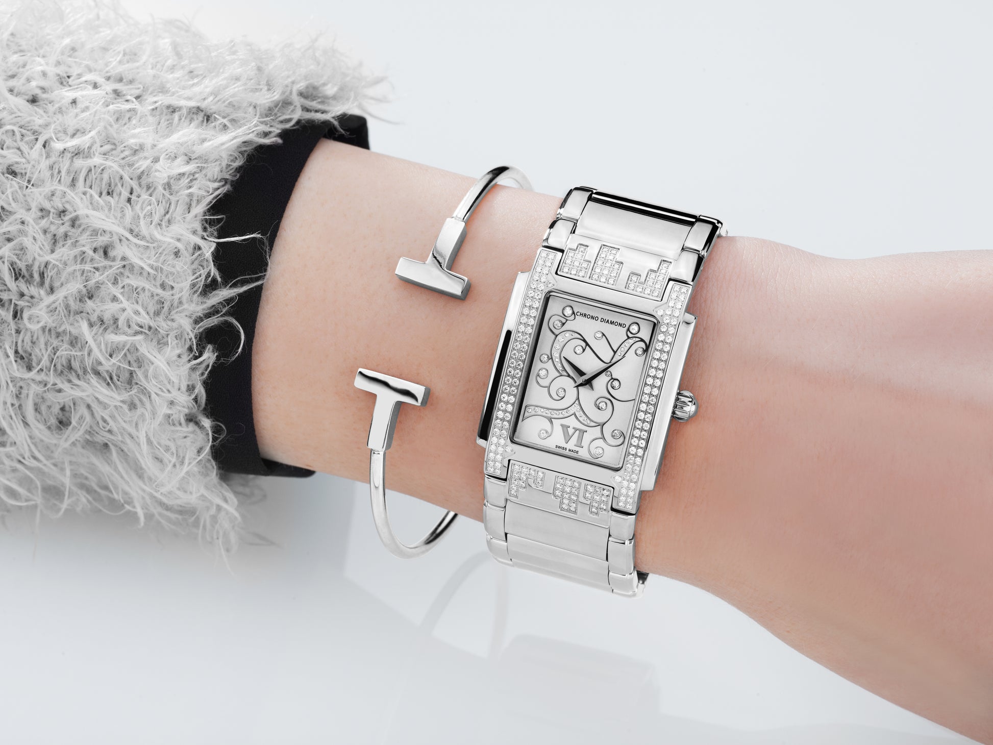 Automatic watches — Lenya — Chrono Diamond — steel silver