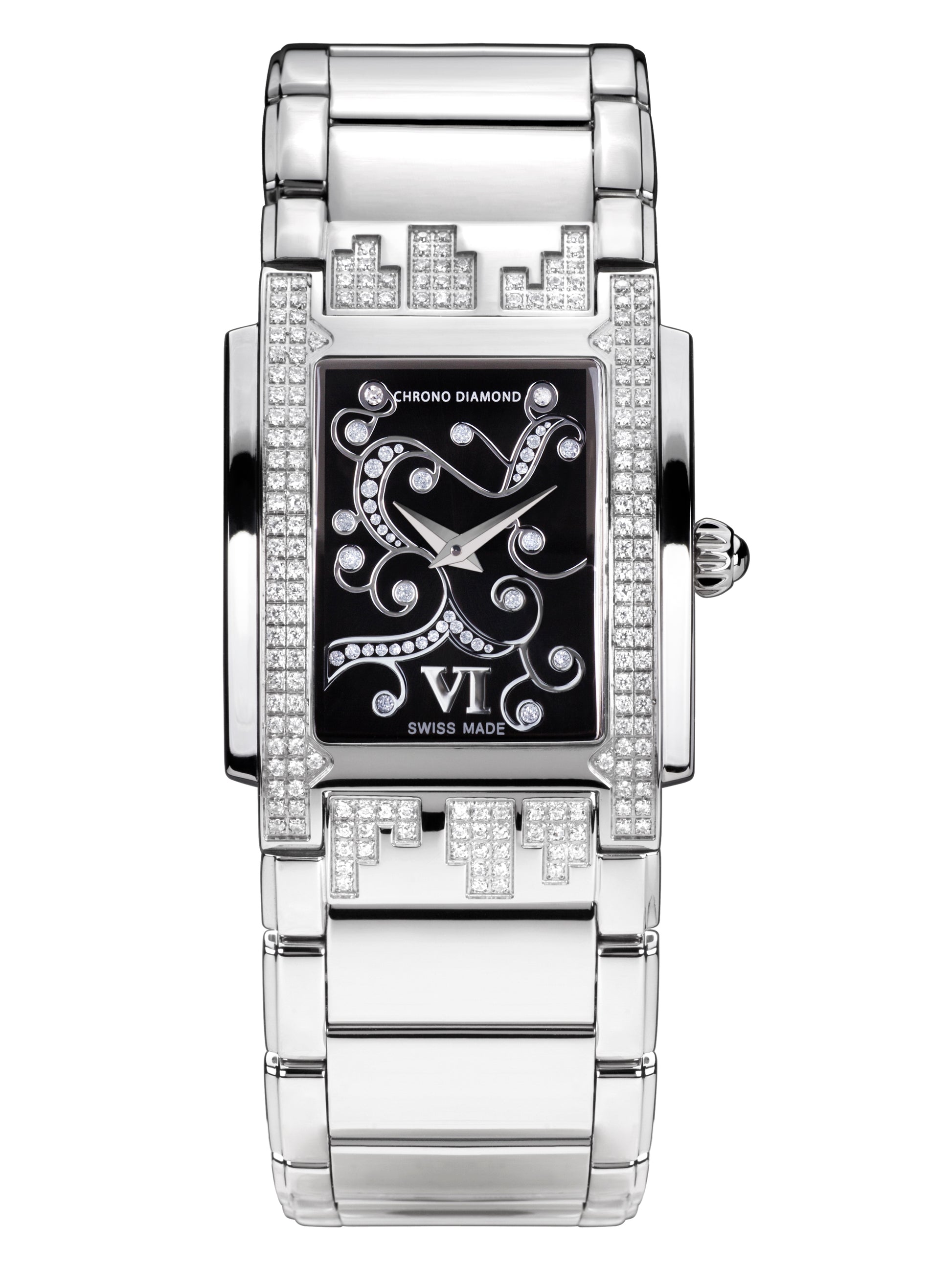 Automatic watches — Lenya — Chrono Diamond — steel black