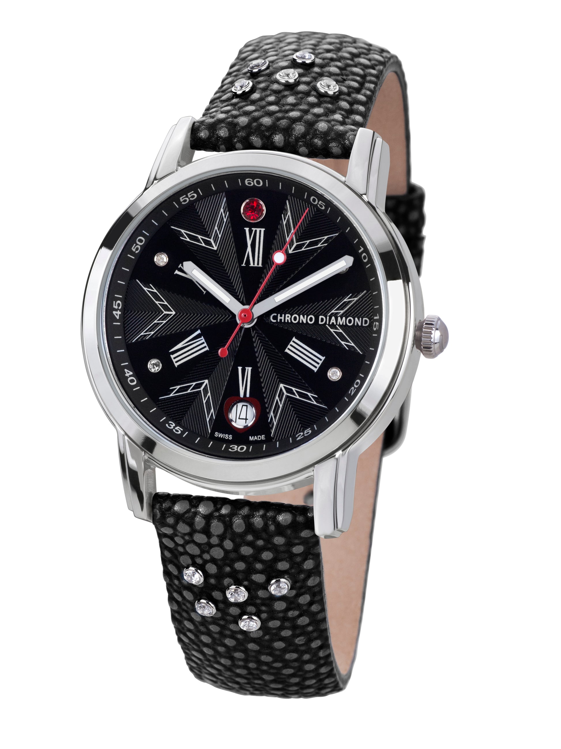 Automatic watches — Brisa — Chrono Diamond — steel black