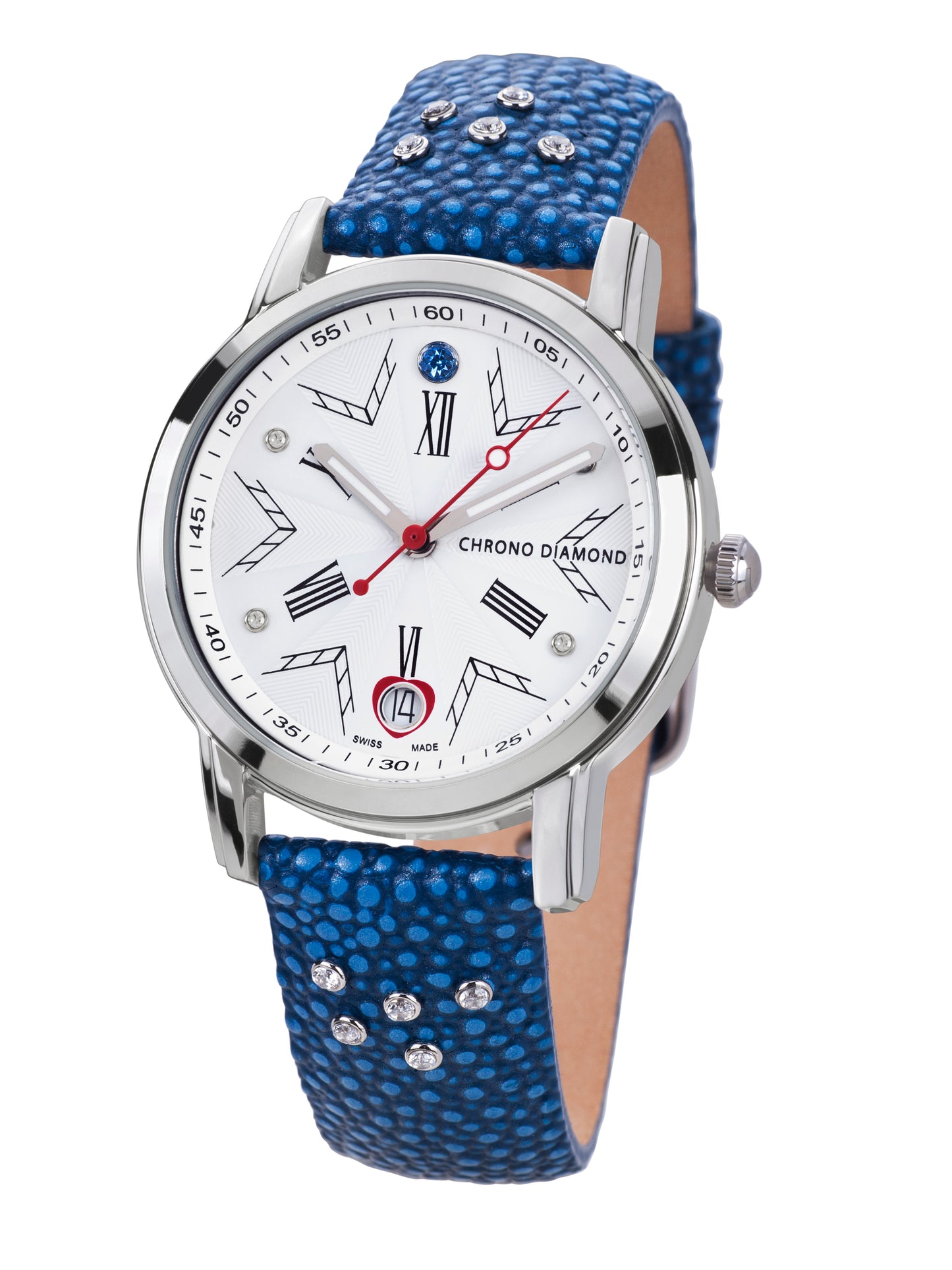 Automatic watches — Brisa — Chrono Diamond — steel blue