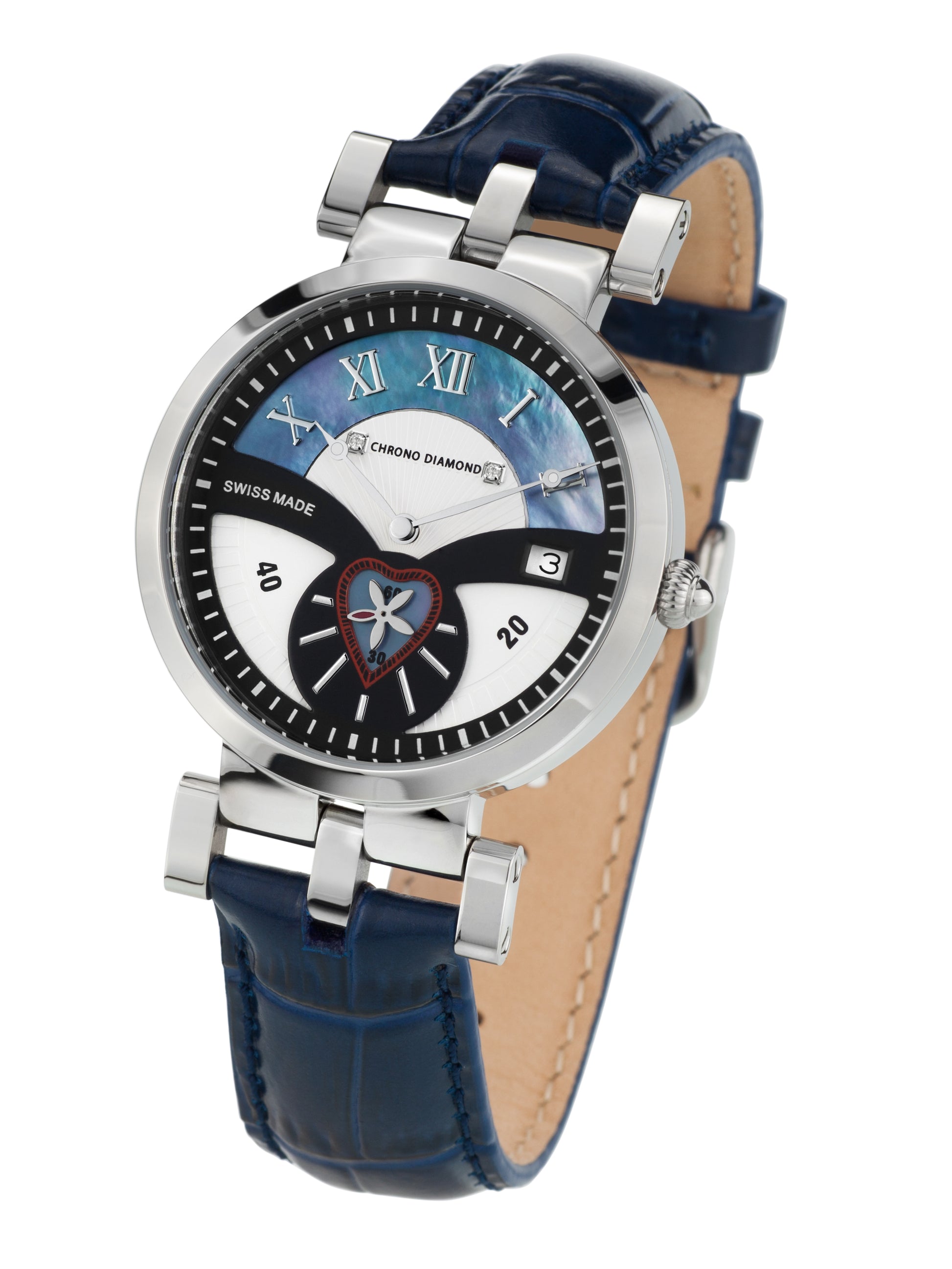 Automatic watches — Feronia — Chrono Diamond — steel blue