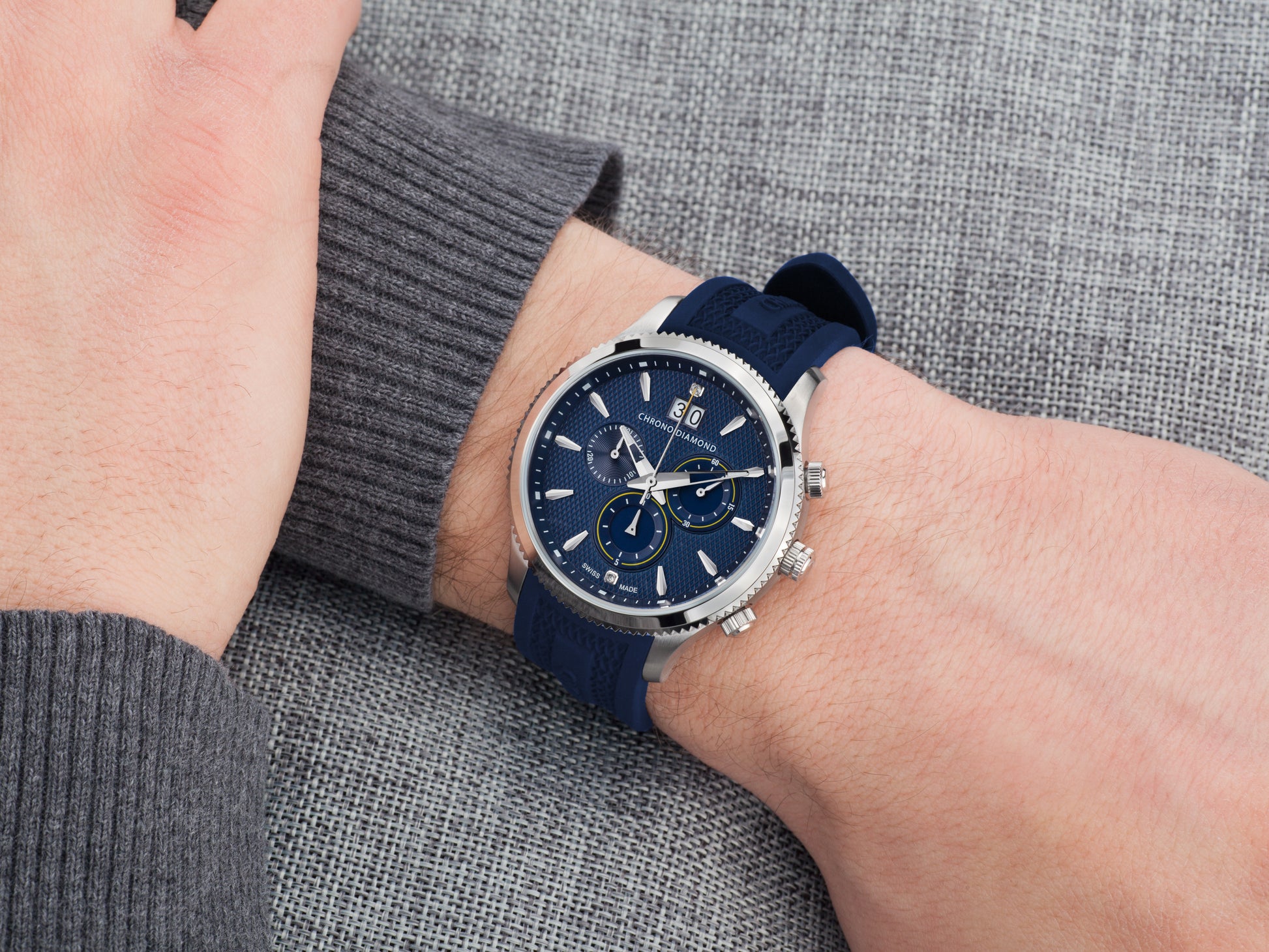 Automatic watches — Okeanos — Chrono Diamond — steel blue