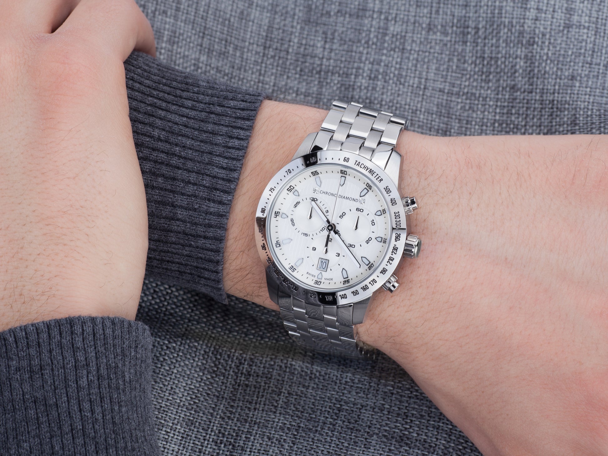 Automatic watches — Theseus — Chrono Diamond — steel silver