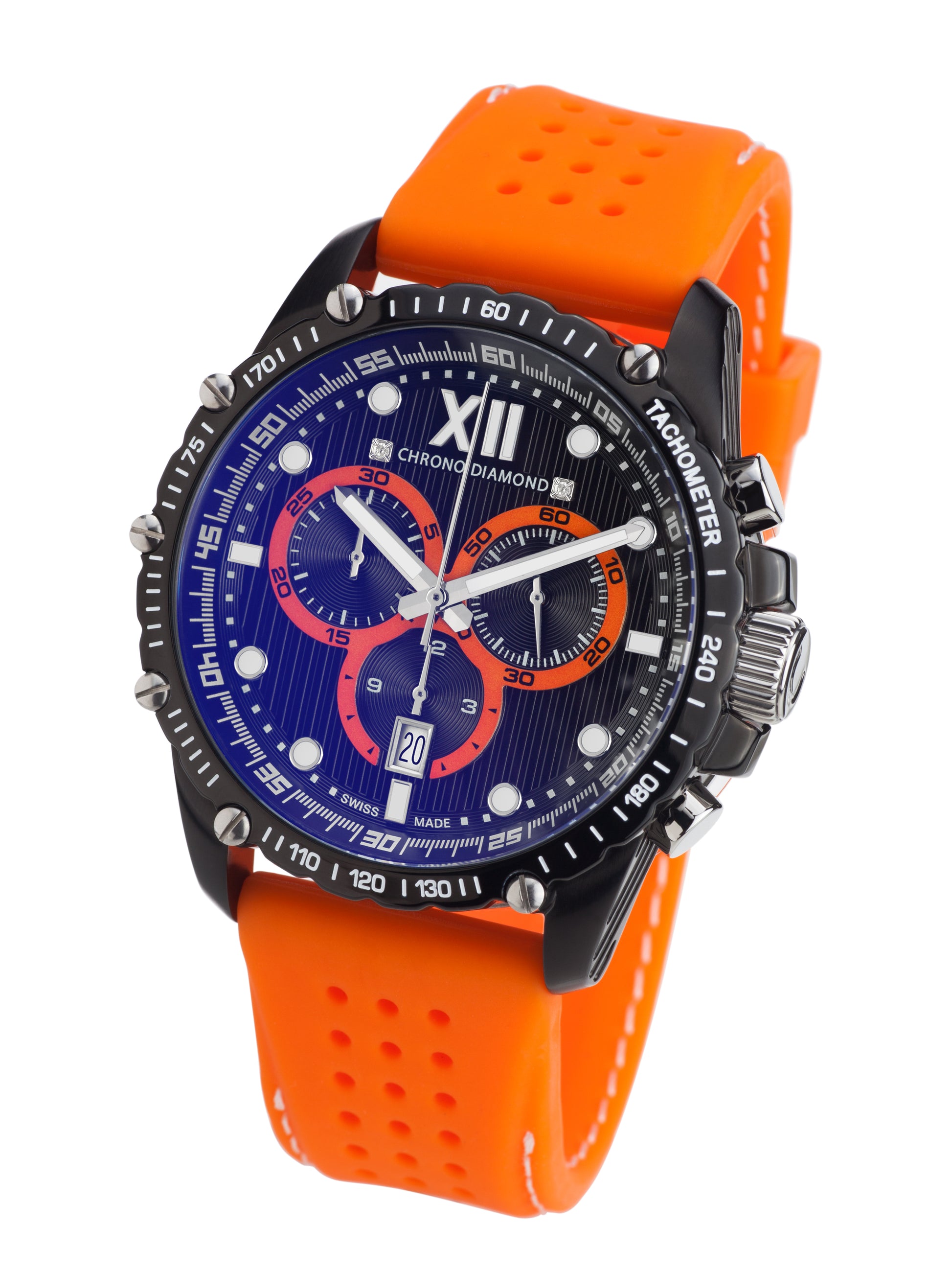 Automatic watches — Neelos — Chrono Diamond — black IP orange