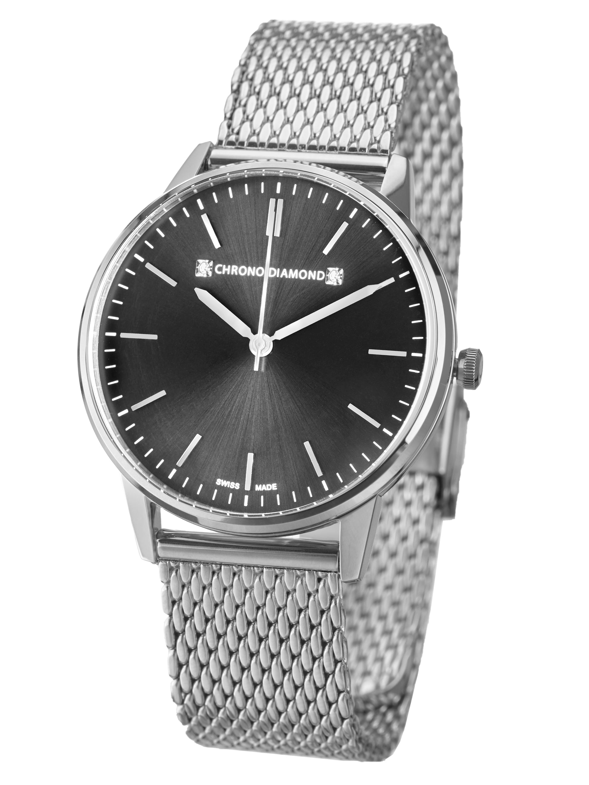 Automatic watches — Zelya — Chrono Diamond — steel black
