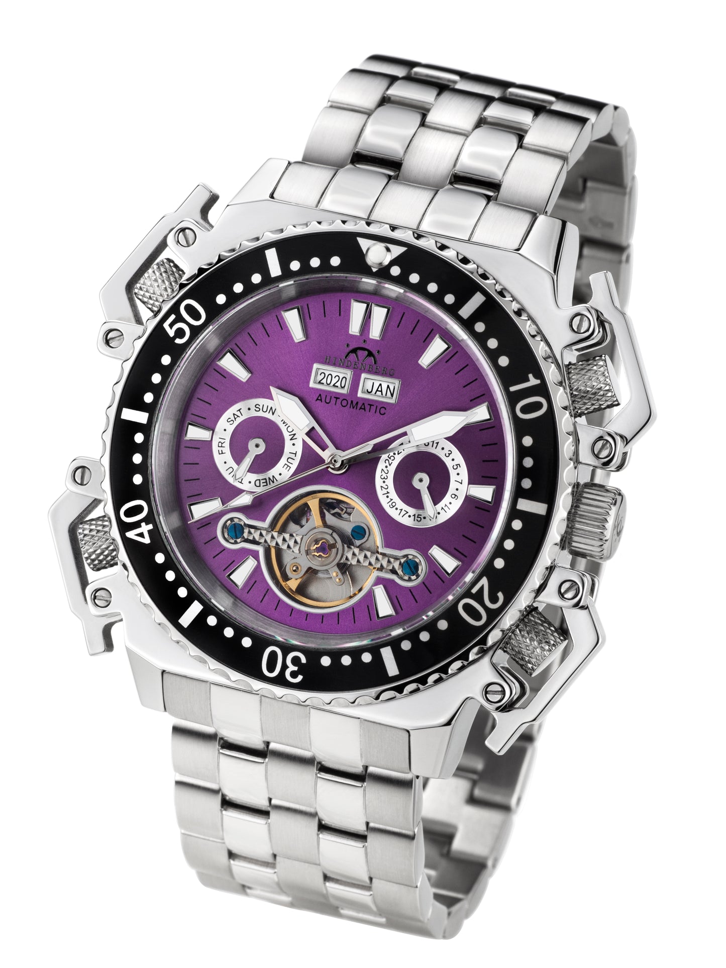 Automatic watches — Challenge II — Hindenberg — steel purple