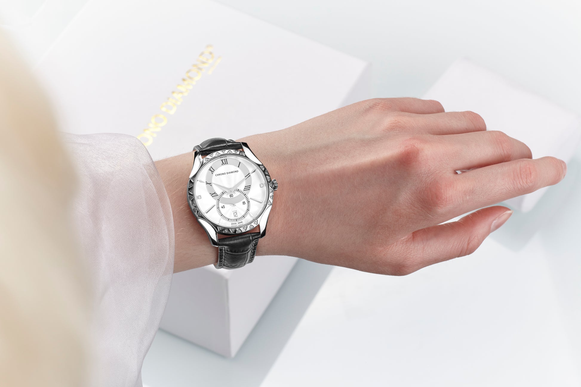 Automatic watches — Skylla — Chrono Diamond — steel silver black