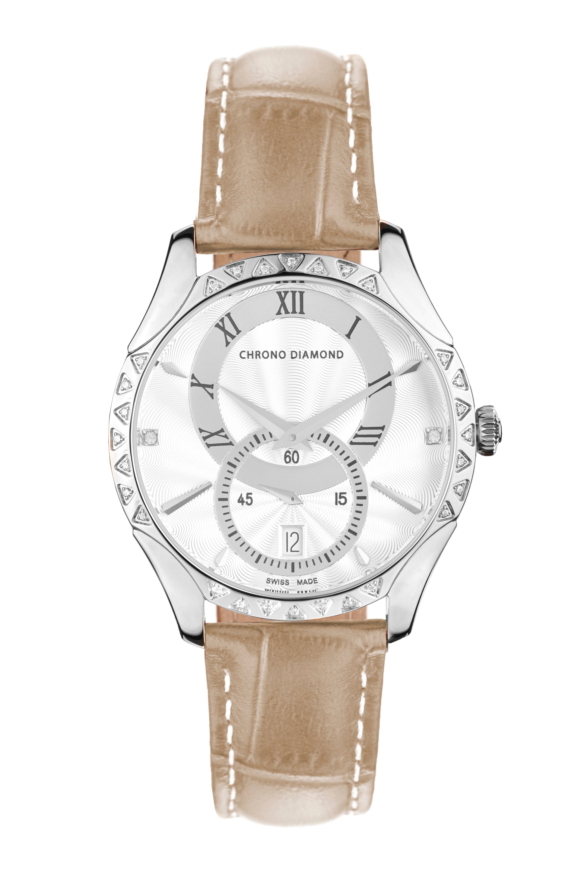 Automatic watches — Skylla — Chrono Diamond — steel silver beige