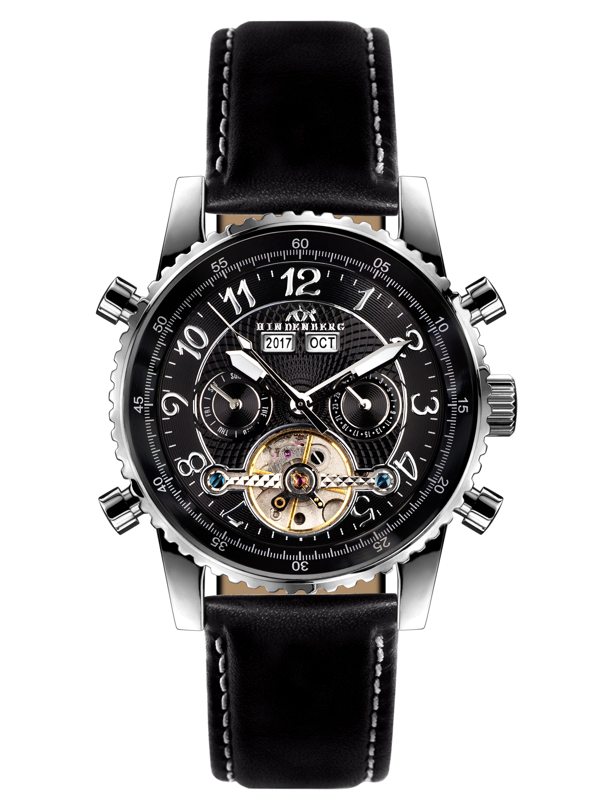Automatic watches — Air Professional — Hindenberg — steel black leather