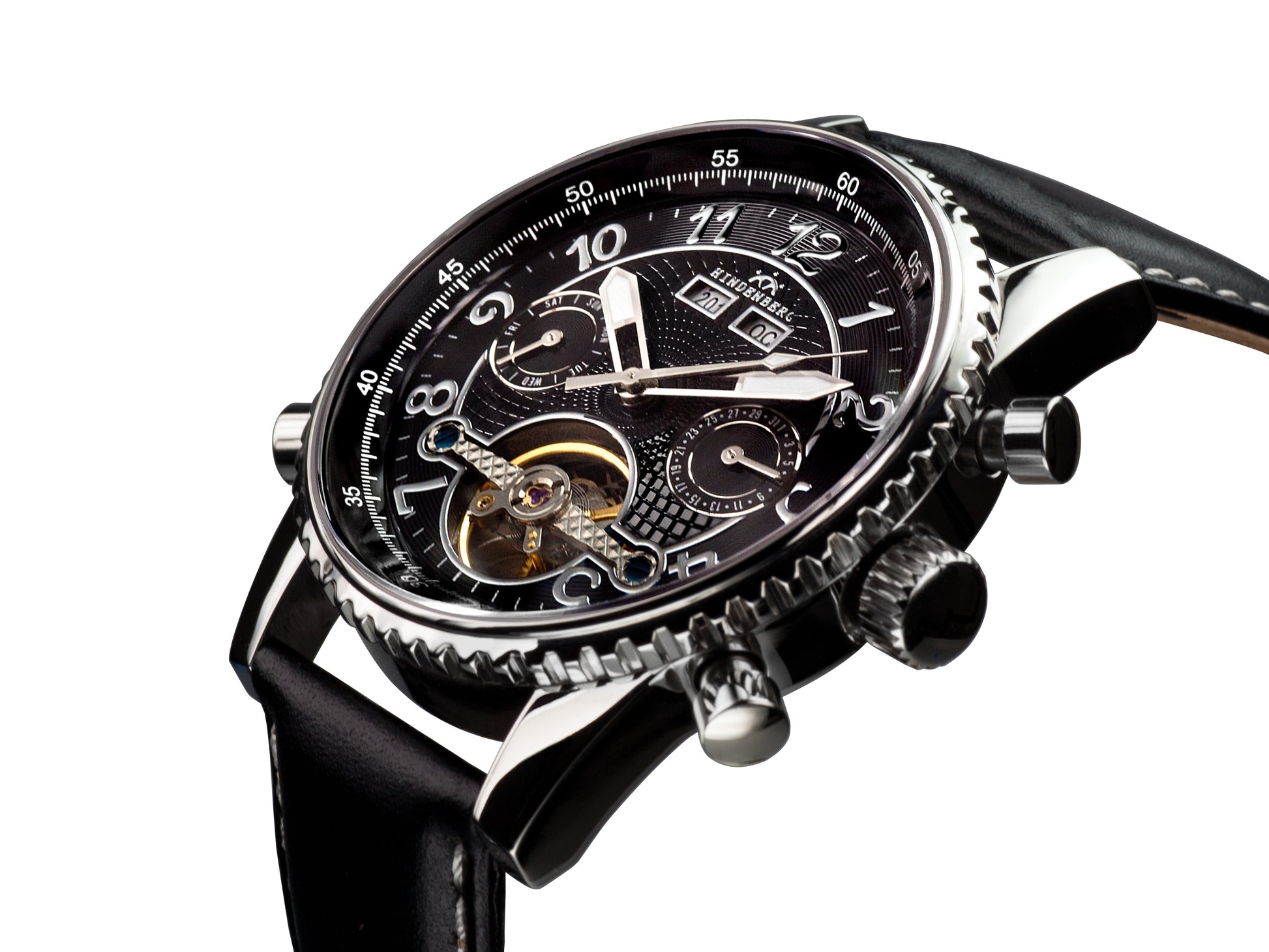 Automatic watches — Air Professional — Hindenberg — steel black leather