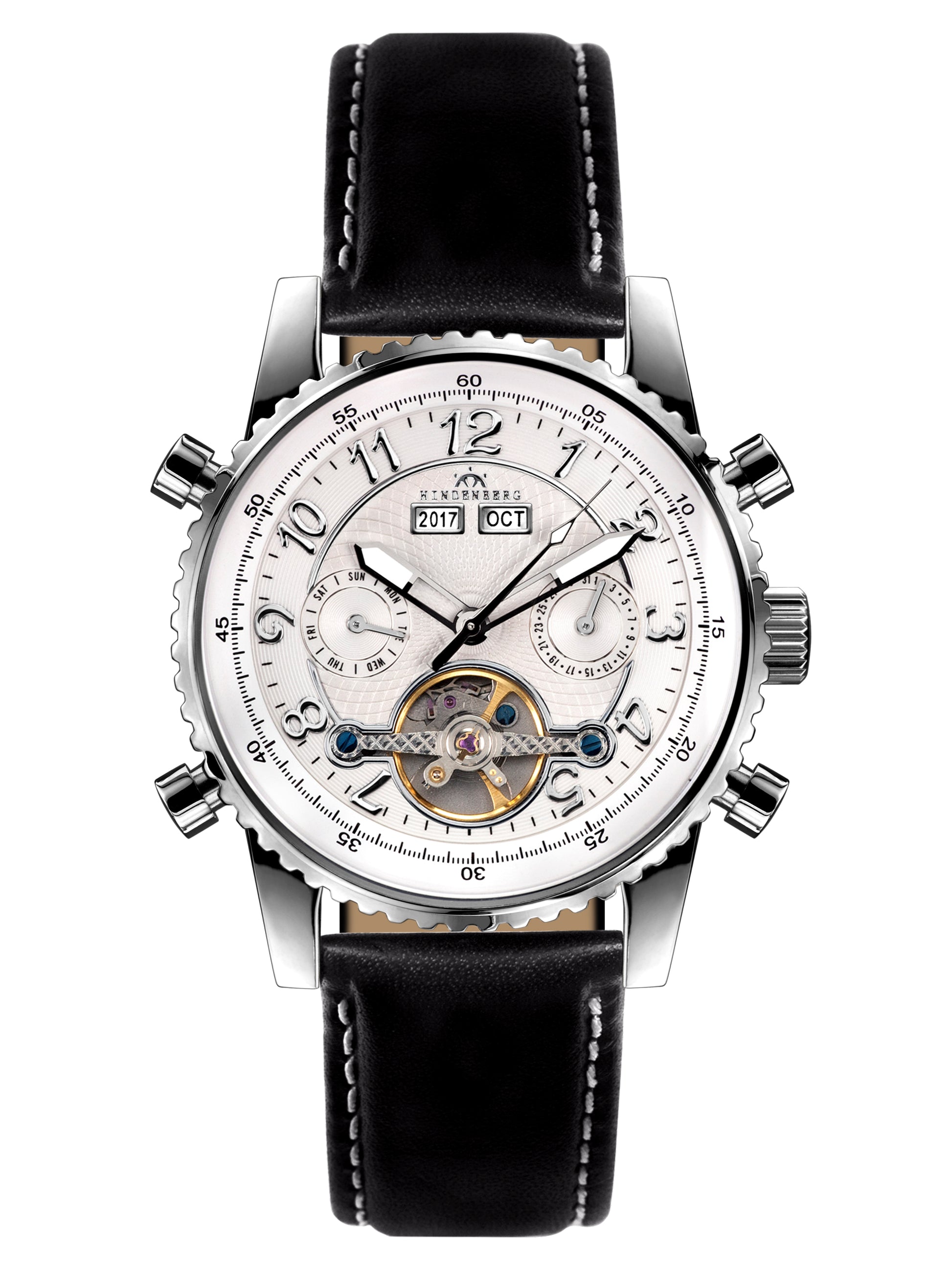 Automatic watches — Air Professional — Hindenberg — steel silver leather