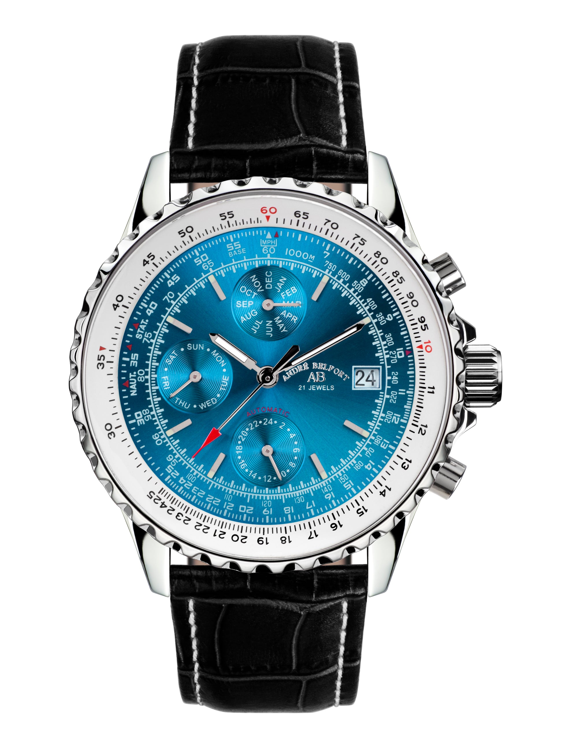 Automatic watches — Universe — André Belfort — blau Leder