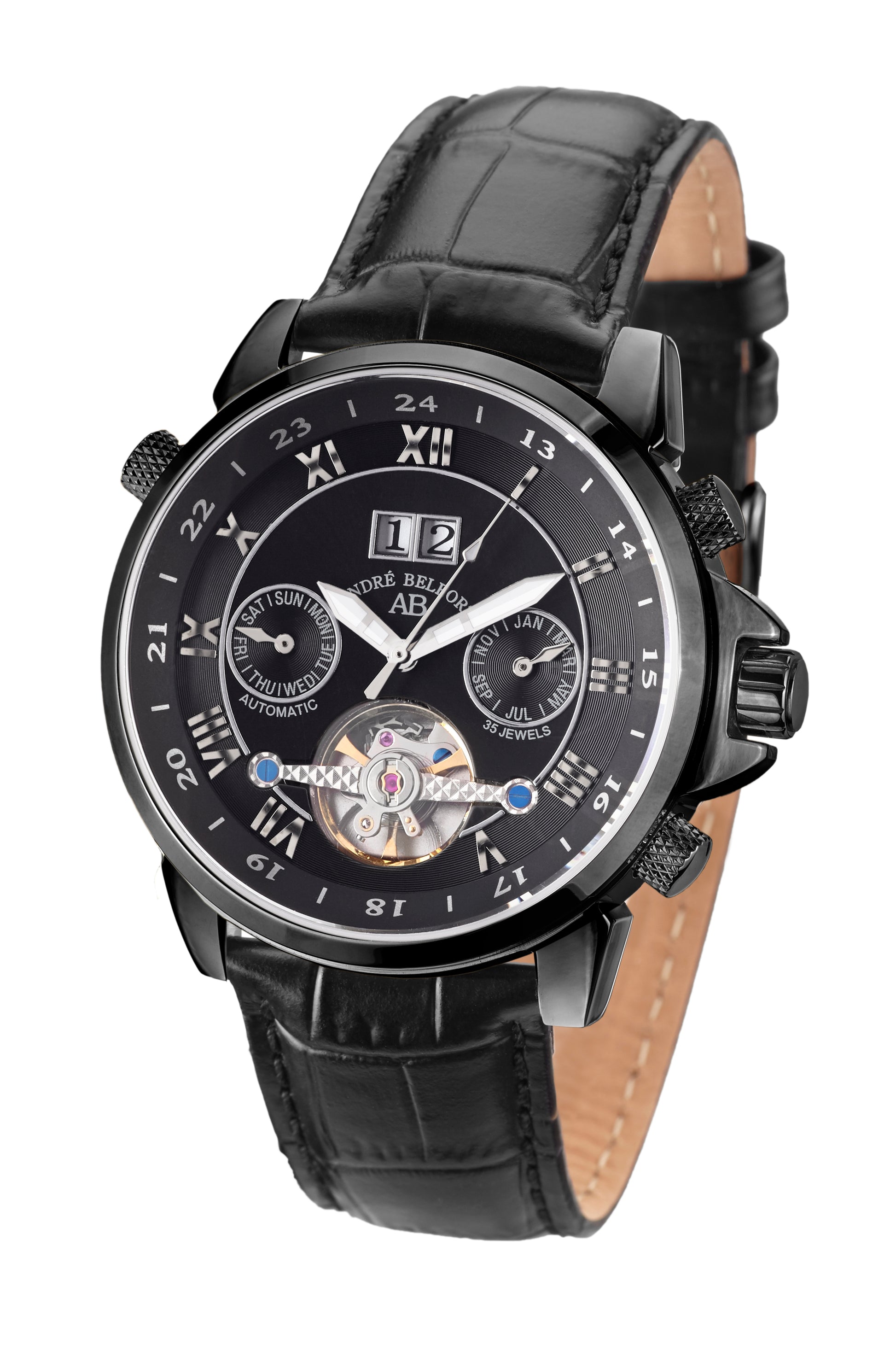 Automatic watches — Étoile Polaire — André Belfort — IP black leather