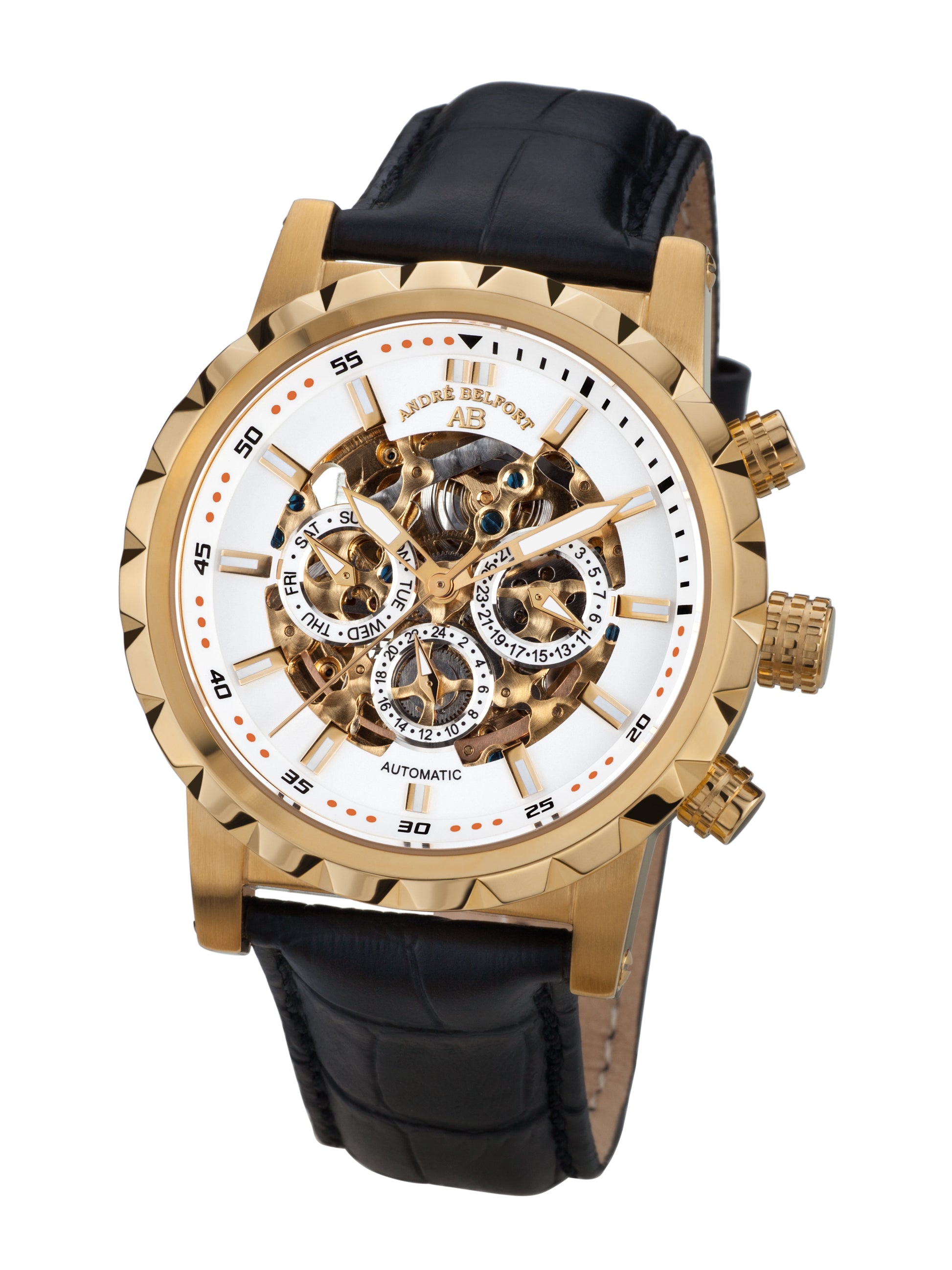 Automatic watches — Conquête — André Belfort — gold silver orange