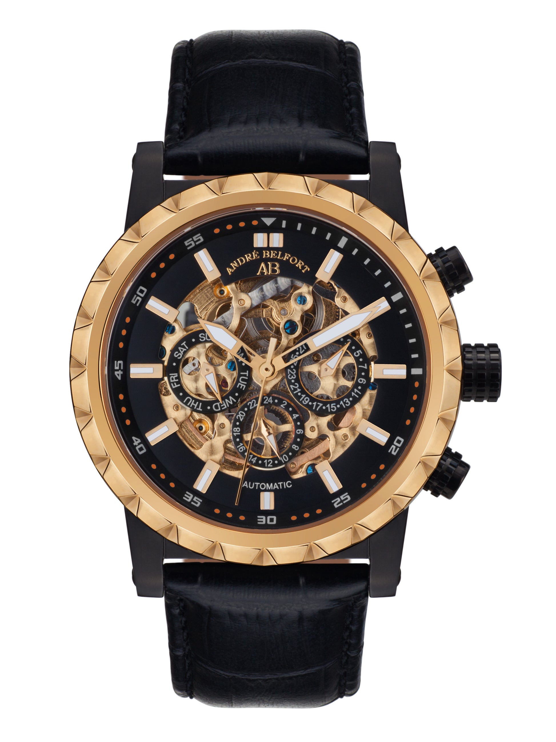 Automatic watches — Conquête — André Belfort — IP black gold orange