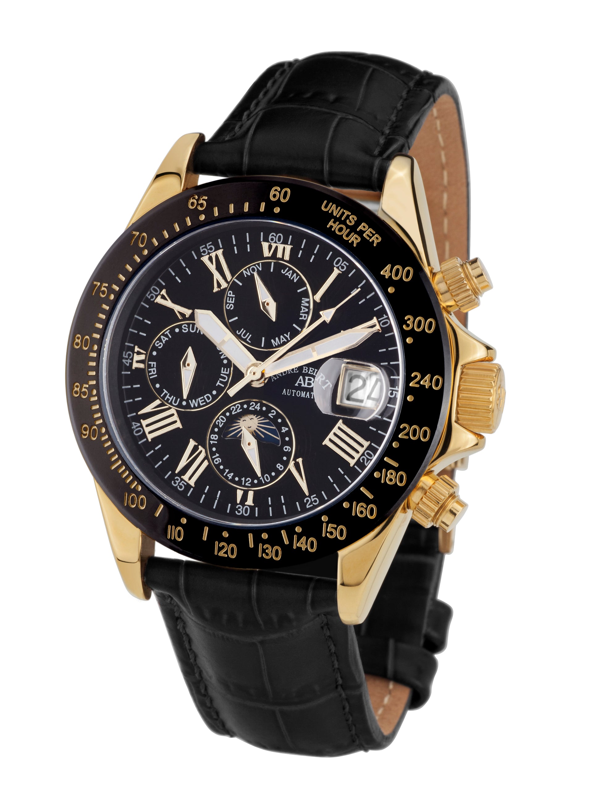 Automatic watches — Le Capitaine — André Belfort — gold onyx leather II