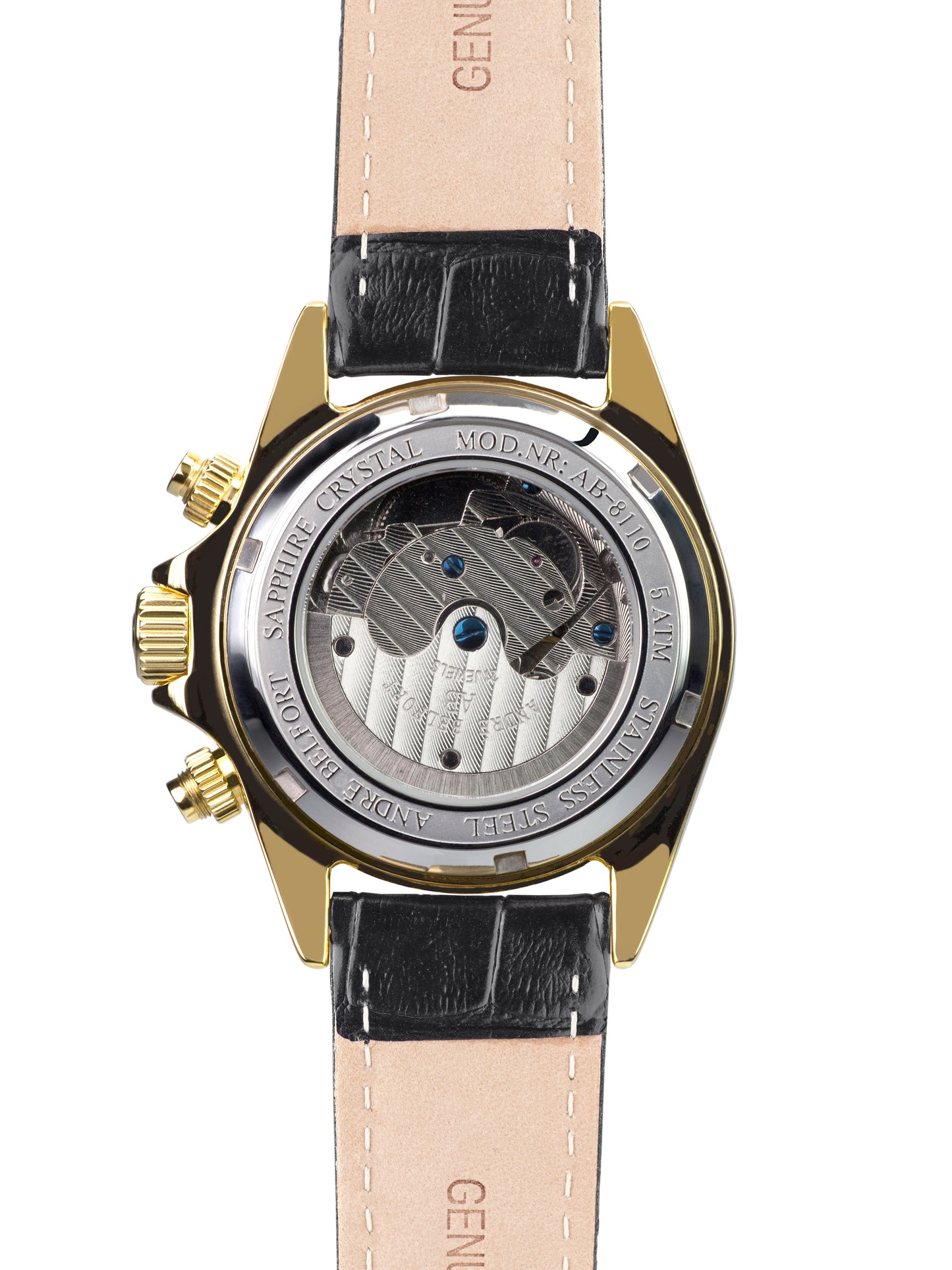 Automatic watches — Le Capitaine — André Belfort — gold onyx leather