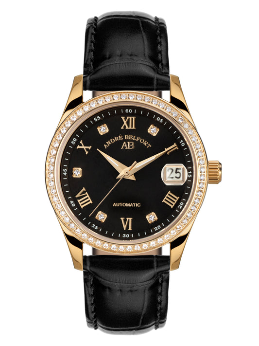 Automatic watches — Déméter — André Belfort — gold schwarz Leder
