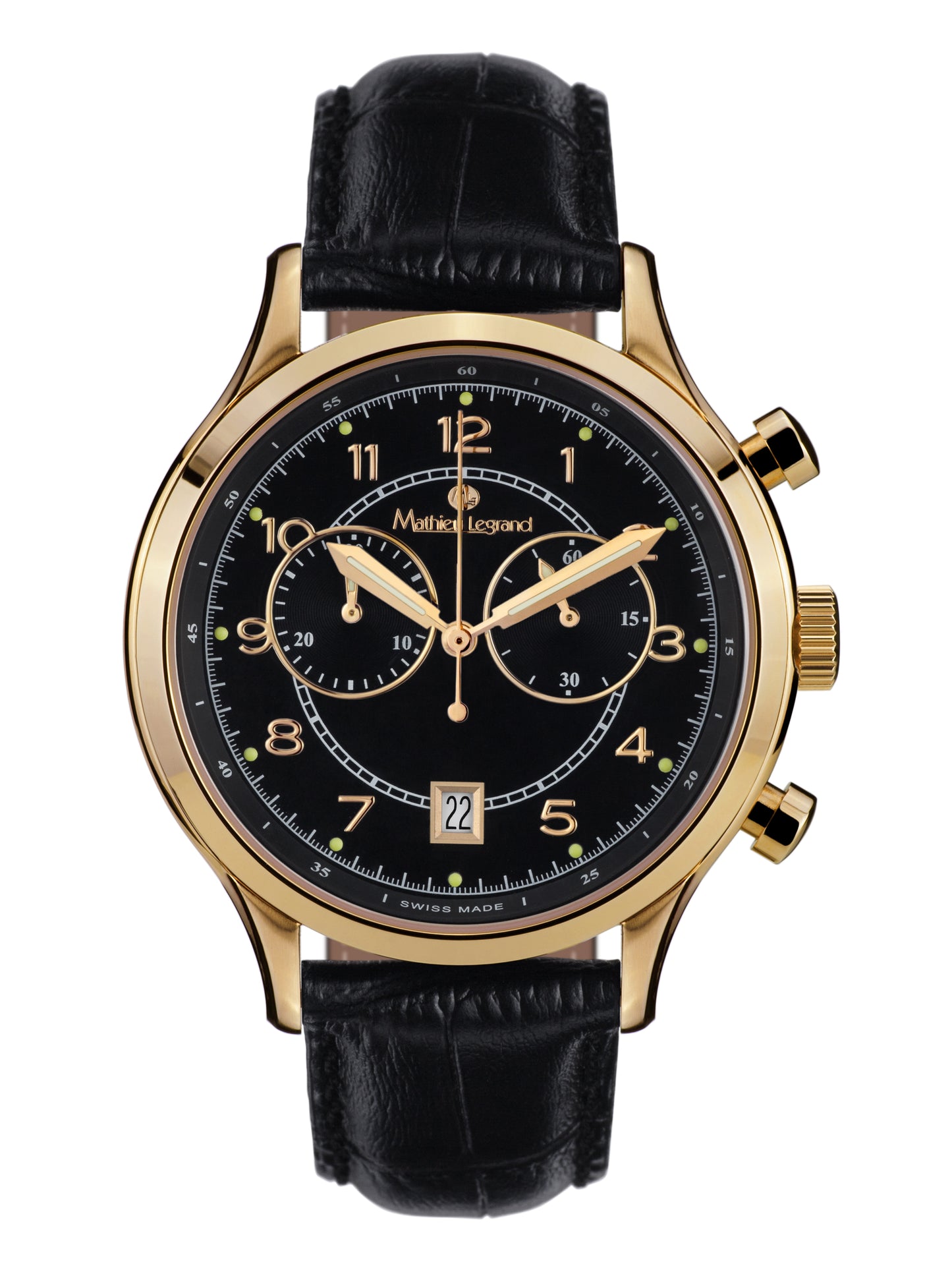 Automatic watches — Orbite Polaire — Mathieu Legrand — gold IP black leather
