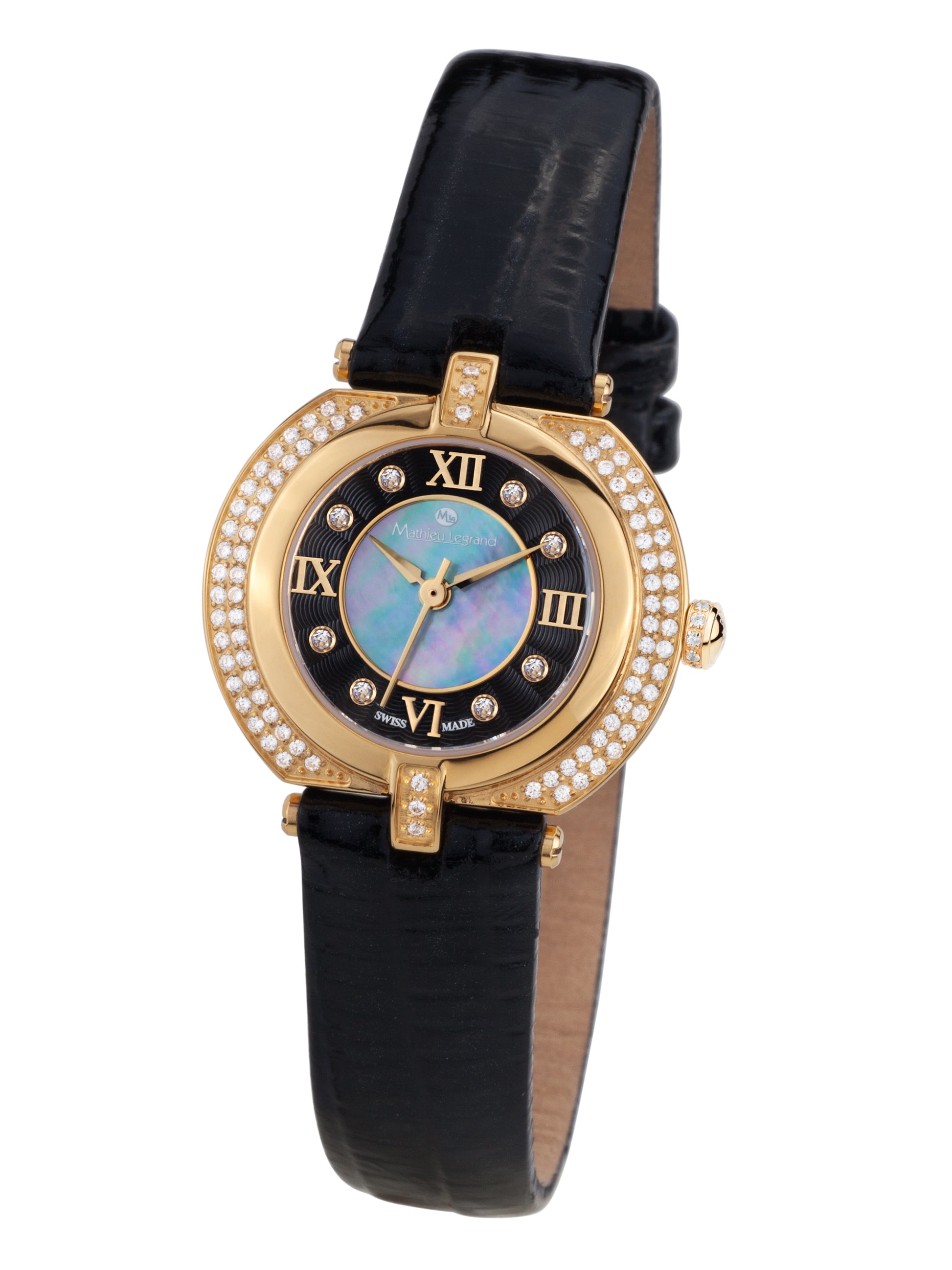 Automatic watches — Mille Cailloux — Mathieu Legrand — gold IP black leather