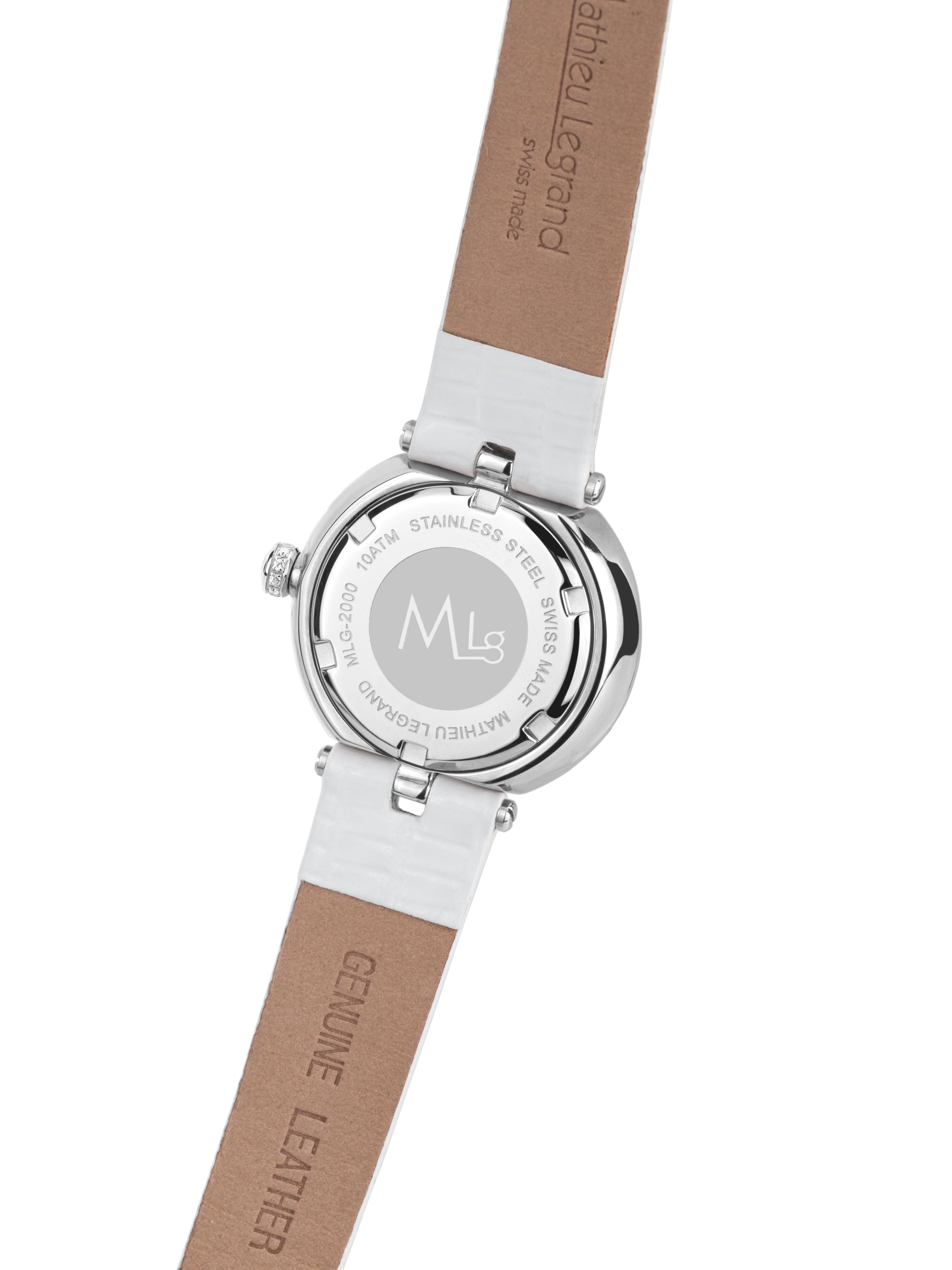 Automatic watches — Mille Cailloux — Mathieu Legrand — steel silver leather white