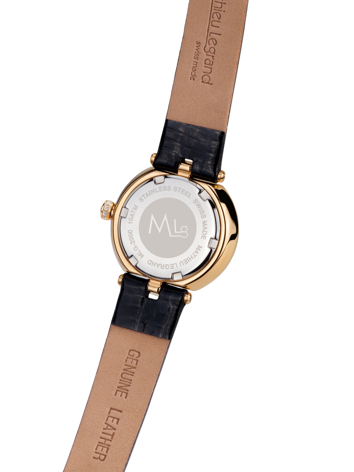 Automatic watches — Mille Cailloux — Mathieu Legrand — gold IP silver leather black