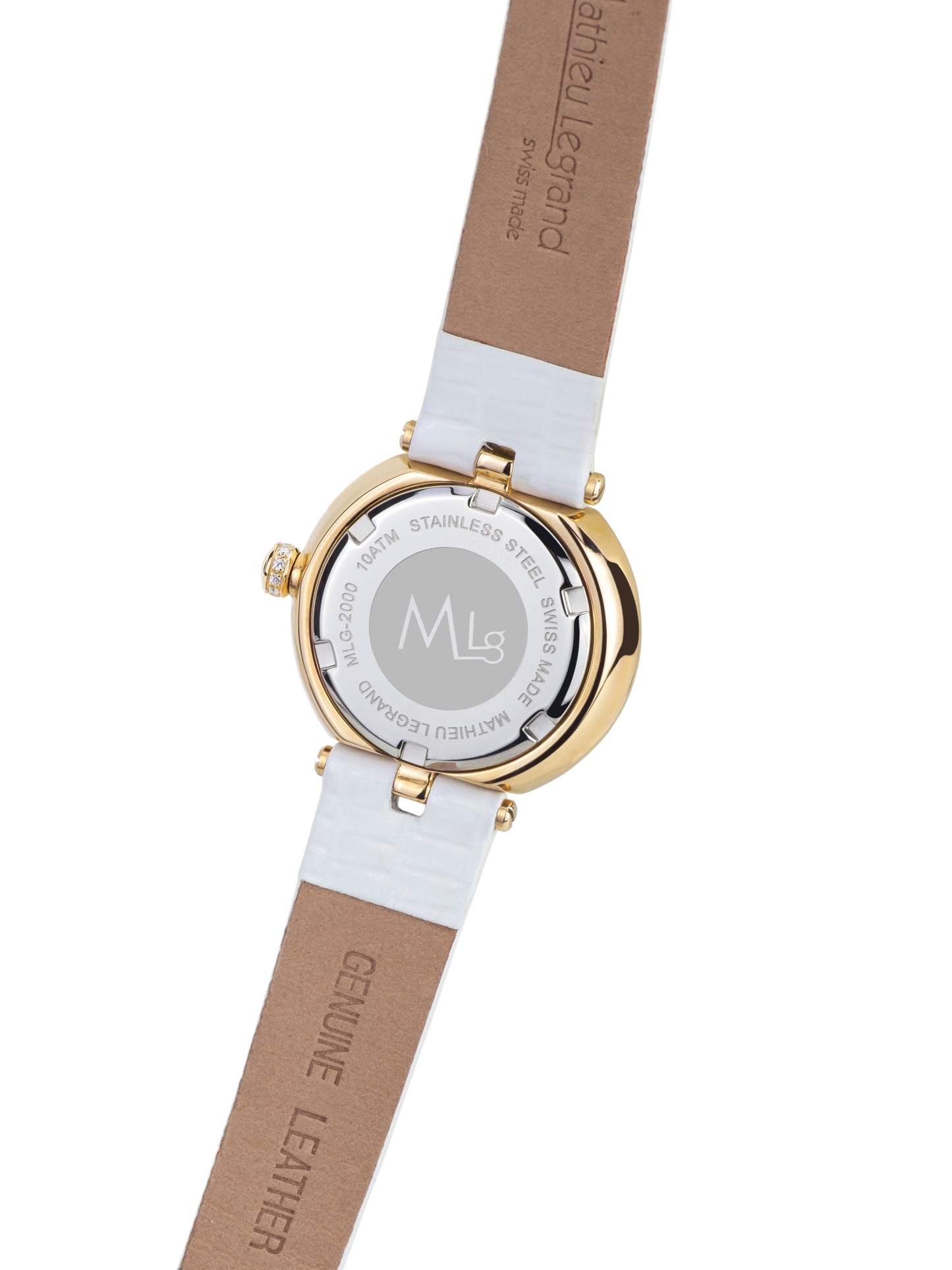 Automatic watches — Mille Cailloux — Mathieu Legrand — gold IP silver leather white