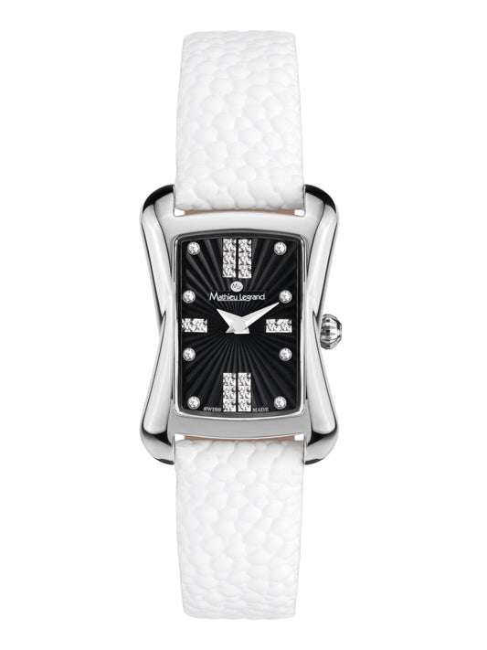 Automatic watches — Papillon — Mathieu Legrand — steel black leather white